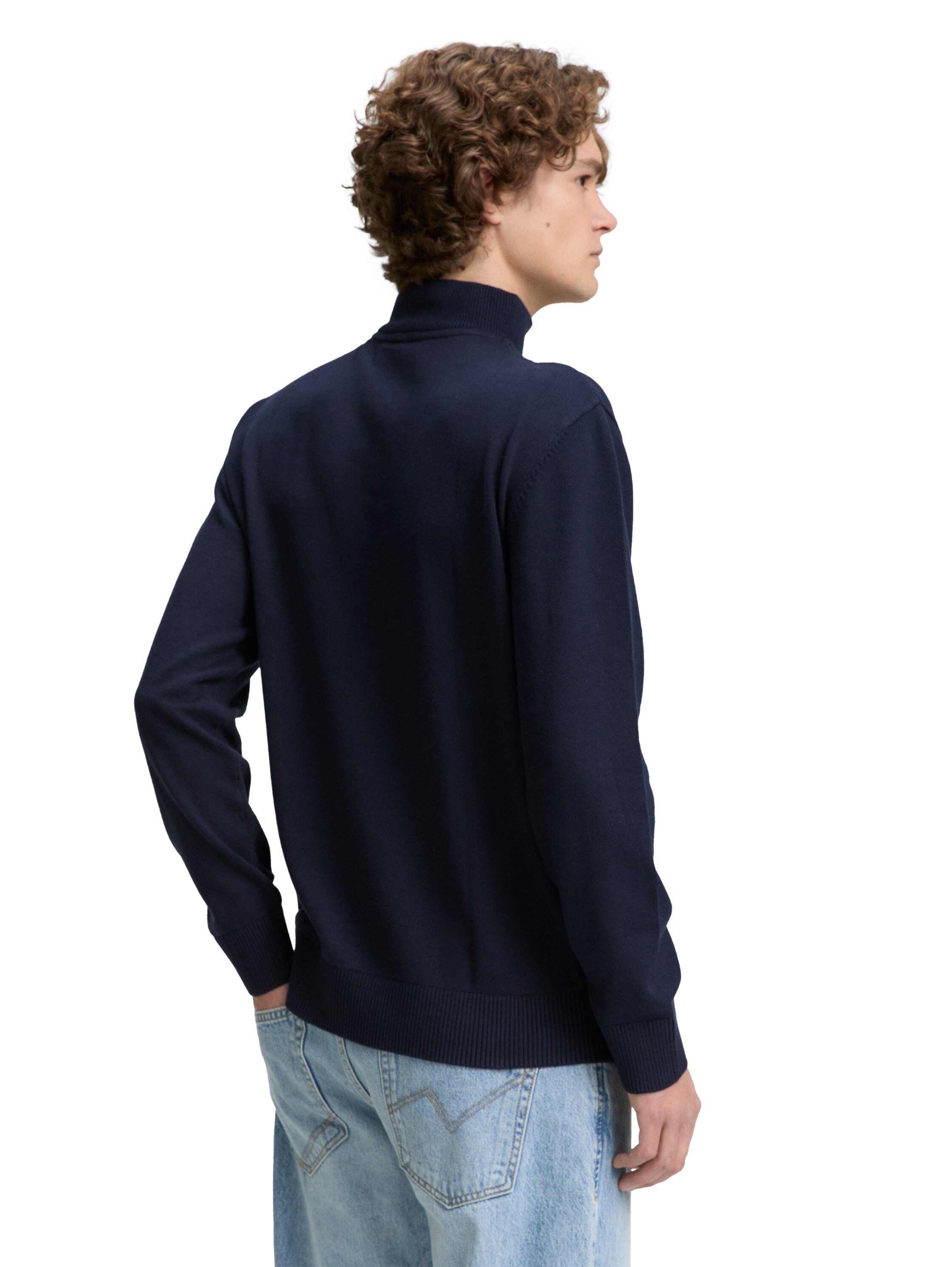 TOM TAILOR Denim Strickpullover mit Rippbündchen günstig online kaufen