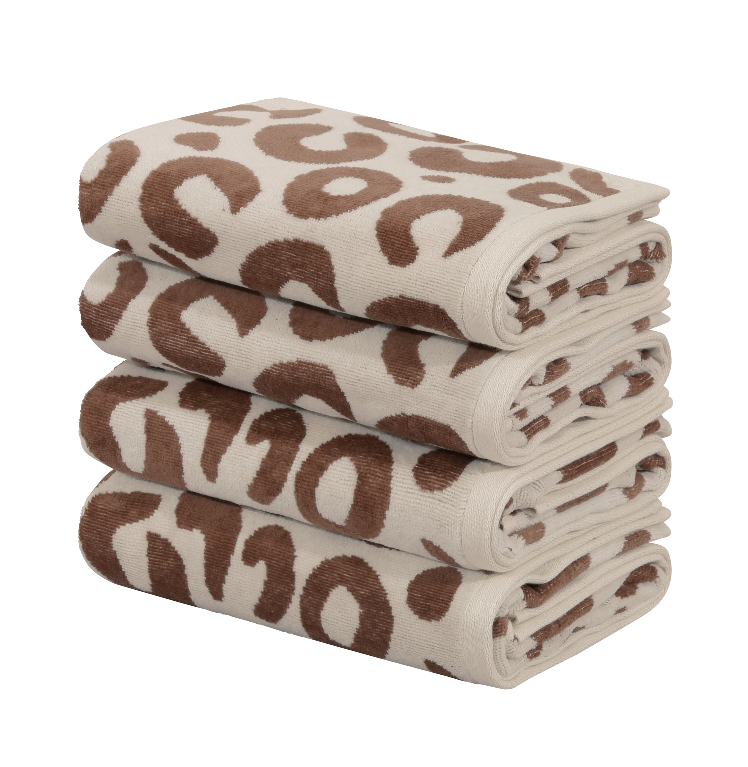 OTTO home Handtuch Set "Anna Leopardenmuster, 4-tlg Handtuch-Set, 50x100cm, 100% Baumwolle" Handtücher, weich, saugstark, modern, Leo, Animal Print