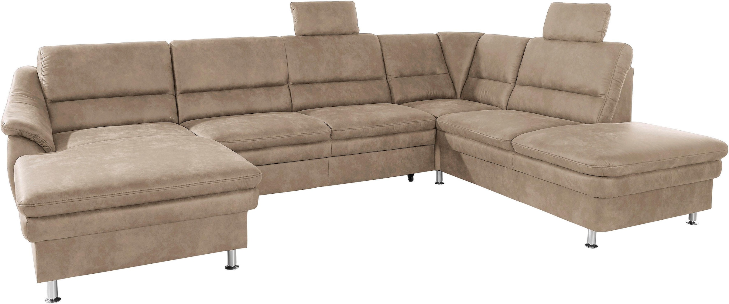 sit&more Wohnlandschaft "Cardoso, U-Form, B: 324 cm, Bettfunktion und Relaxfunktion optional" 2 Kopfstützen inklusive, Federkern, komfortable Sitzhöhe 47 cm