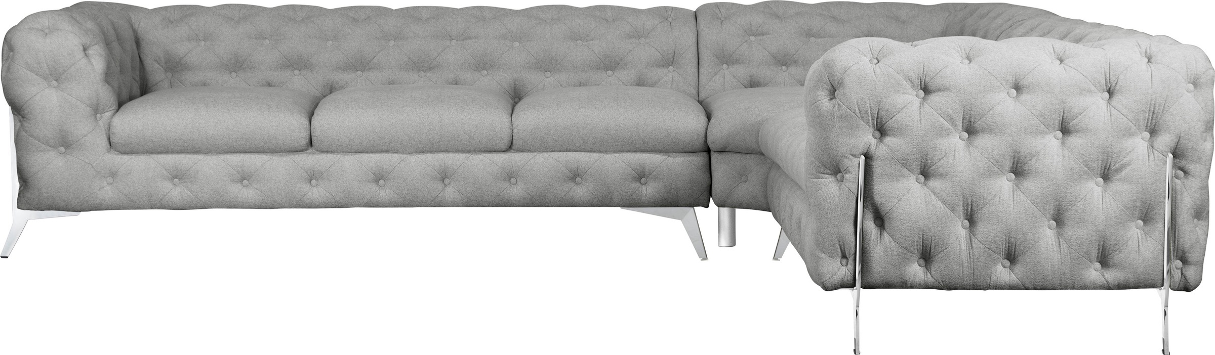 Leonique Chesterfield-Sofa »Amaury L-Form«, großes Ecksofa, Chesterfield-Optik, Breite 323 cm, Fußfarbe wählbar