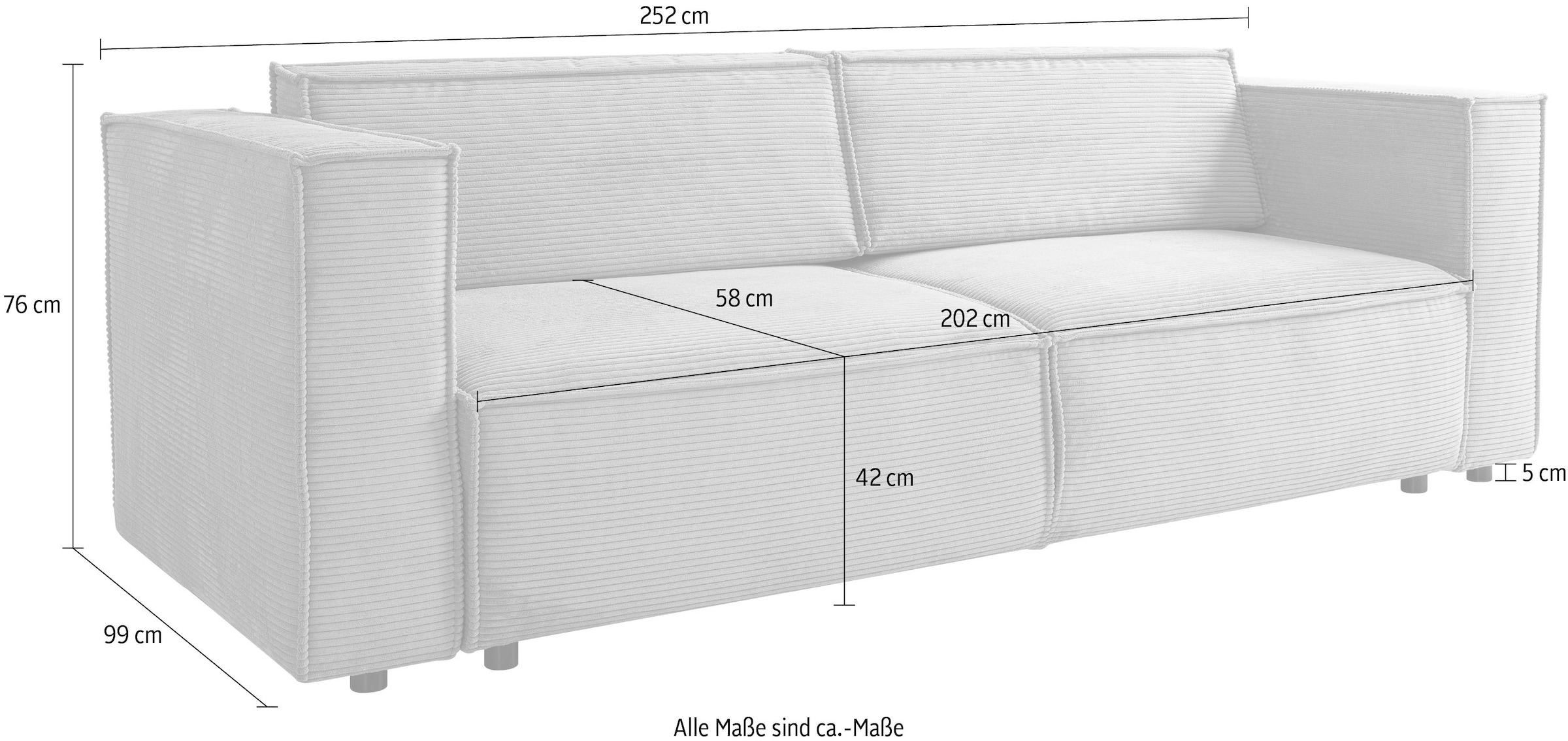 WERK2 Schlafsofa »Memo Kansas Breite 252cm, mit extragroßer Liegefläche 202x152cm«