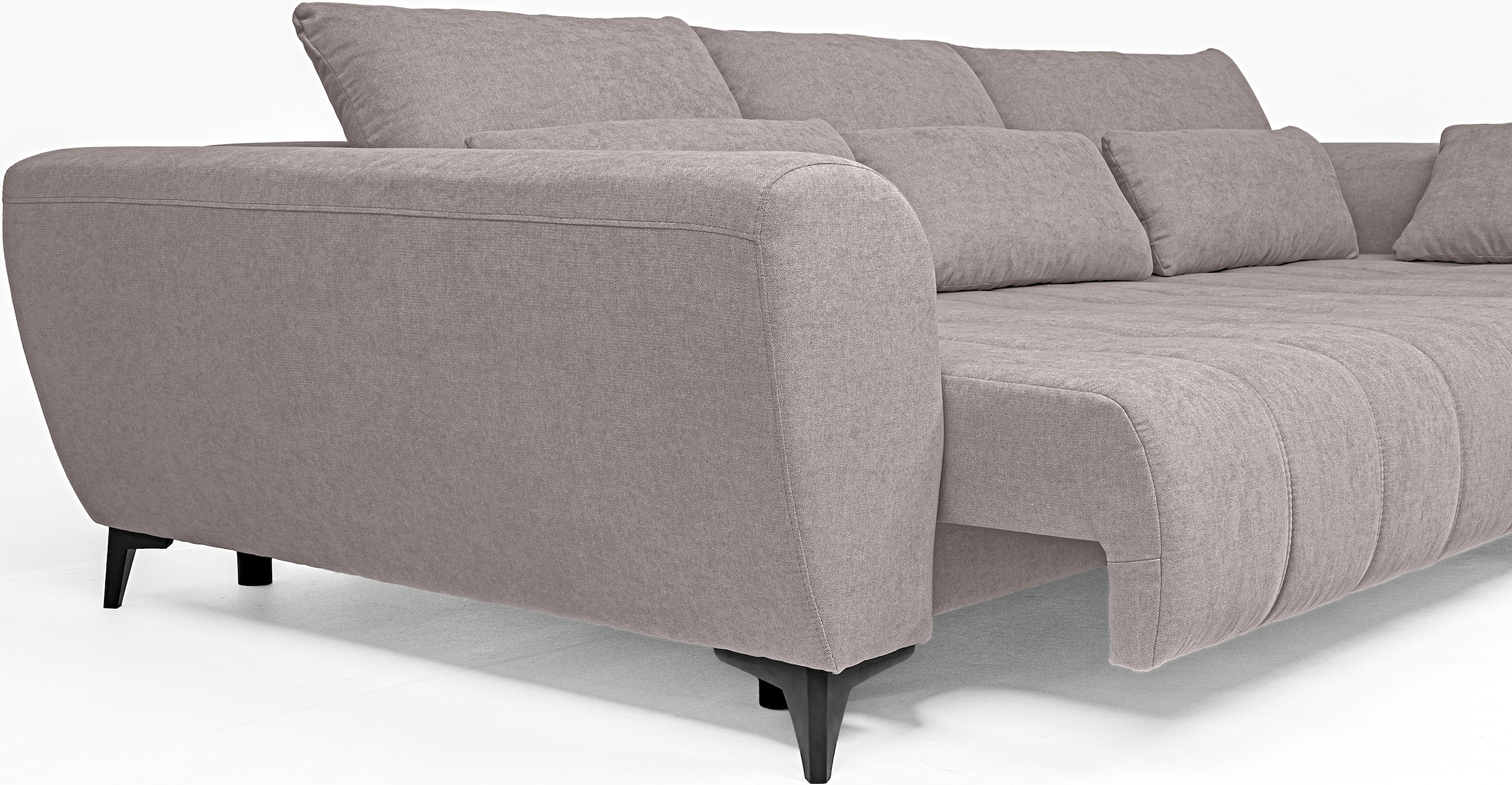 WERK2 Ecksofa »Garay inkl. elektr. Sitztiefenverstellung, bodenfrei, viel Platz« Luxus-Microfaser, L-Form, XXL, elektrische Sitztiefenverstellung