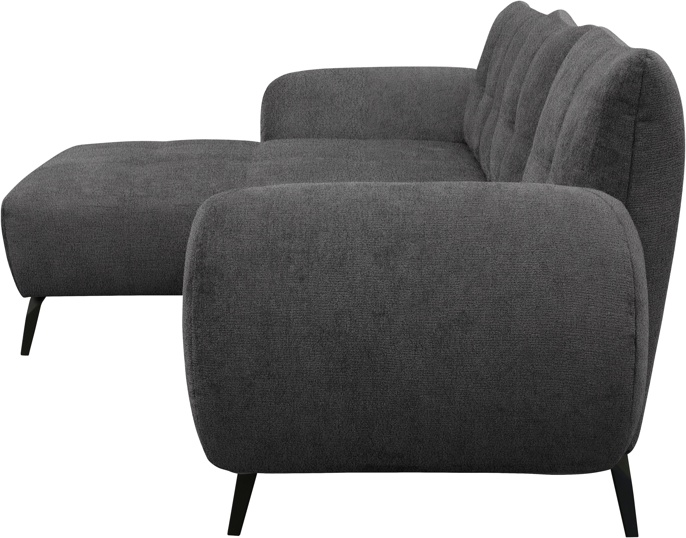 OTTO home Ecksofa »Viiborg 261 x 140 cm, mit Steppungen, elegant, modern« L-Form, pflegeleichter Bezug, hohe Füße - passend für Saugroboter!