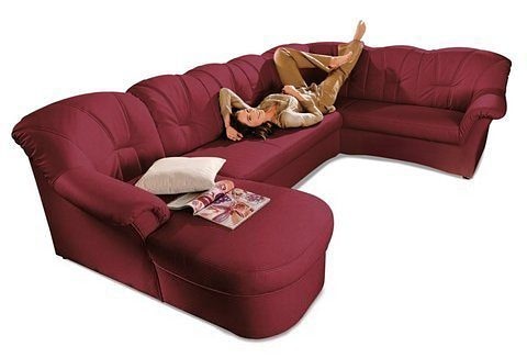 DOMO collection Wohnlandschaft »Papenburg, zeitlose Rückensteppung, elegante Formensprache, U-Form«, in großer Farbvielfalt, wahlweise mit Bettfunktion