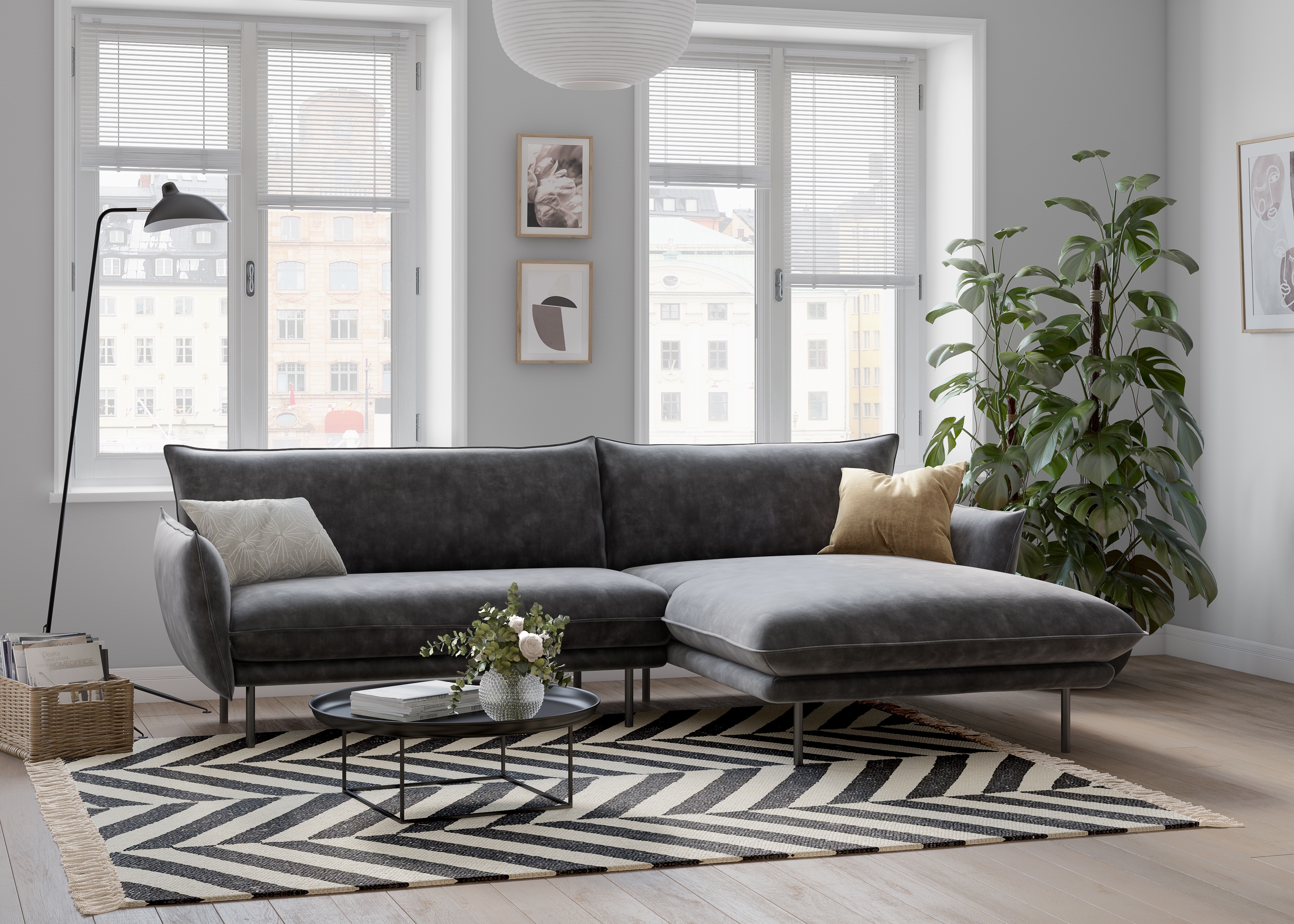 OTTO home Ecksofa "Stine L-Form" Besonderes Design durch Kissenoptik und Keder