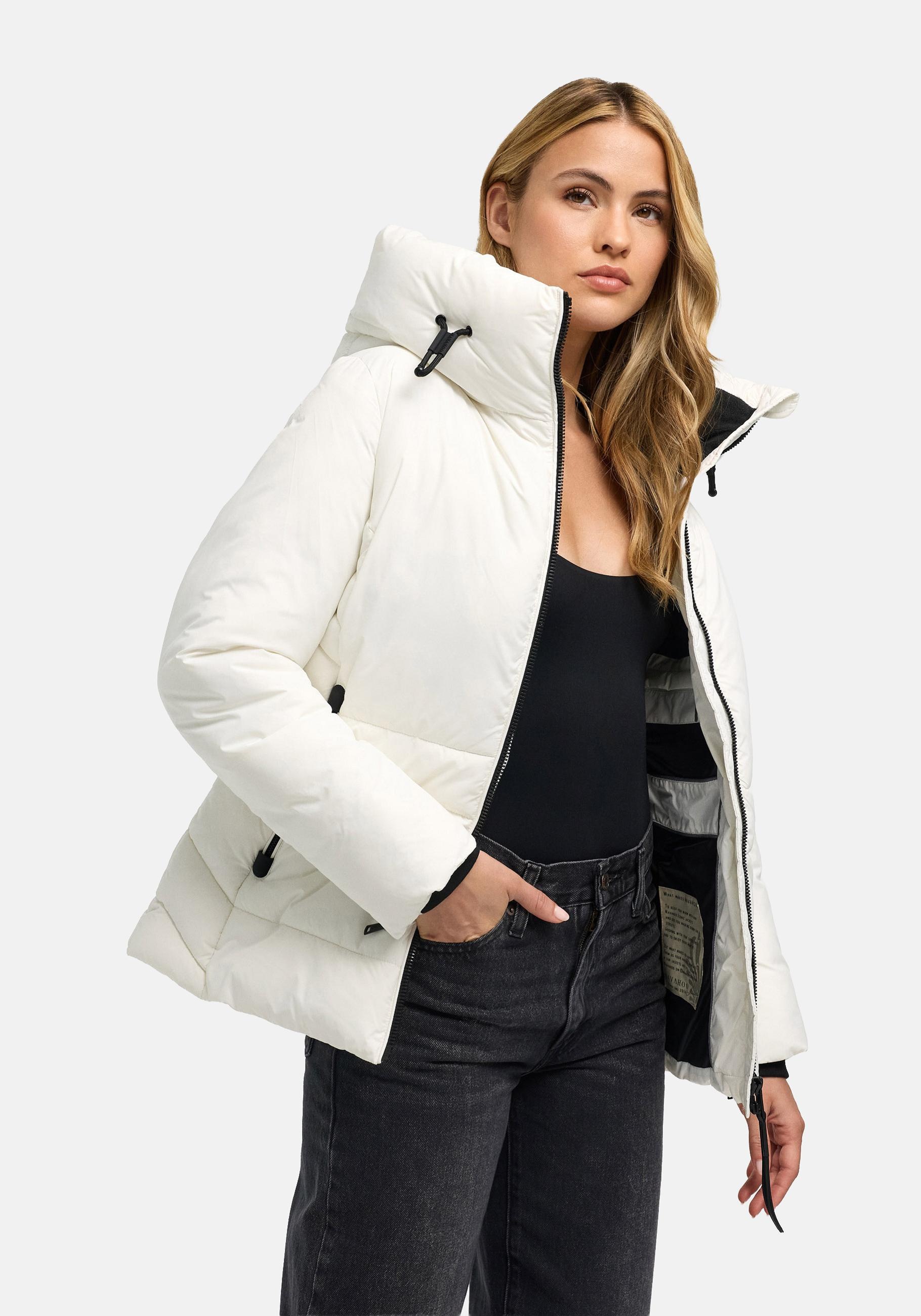 Navahoo Outdoorjacke "Waldengel XIV" mit Kapuze Damen Winter Steppjacke mit Kapuze und Kordelzug