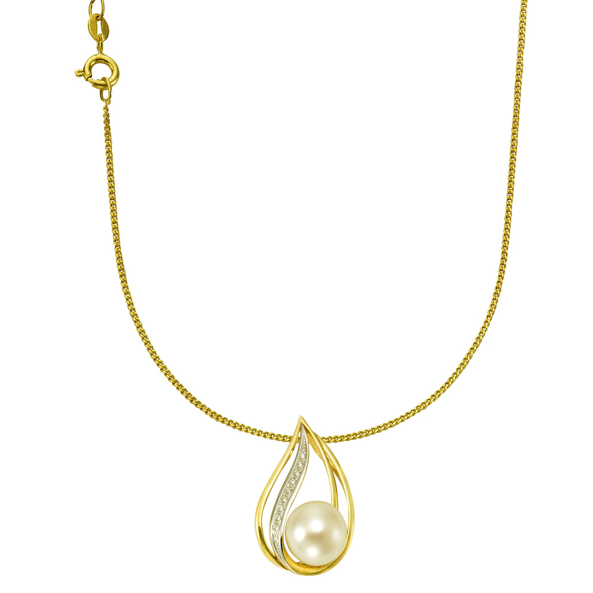 Orolino Kette mit Anhänger »585/- Gelbgold Perle Brillanten« online kaufen  | BAUR