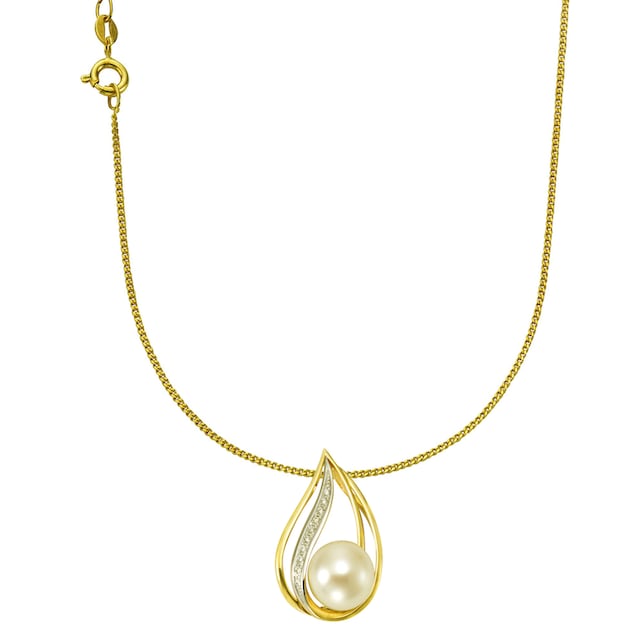 Orolino Kette mit Anhänger »585/- Gelbgold Perle Brillanten« online kaufen  | BAUR
