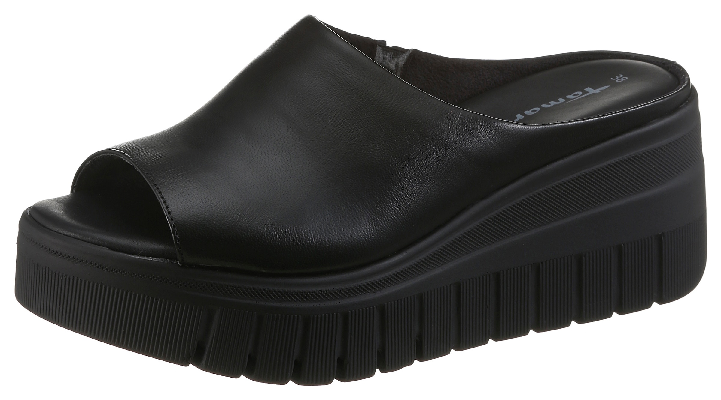 Tamaris Pantolette  Keilabsatz, Sommerschuh, Schupfschuh mit markantem Plateau