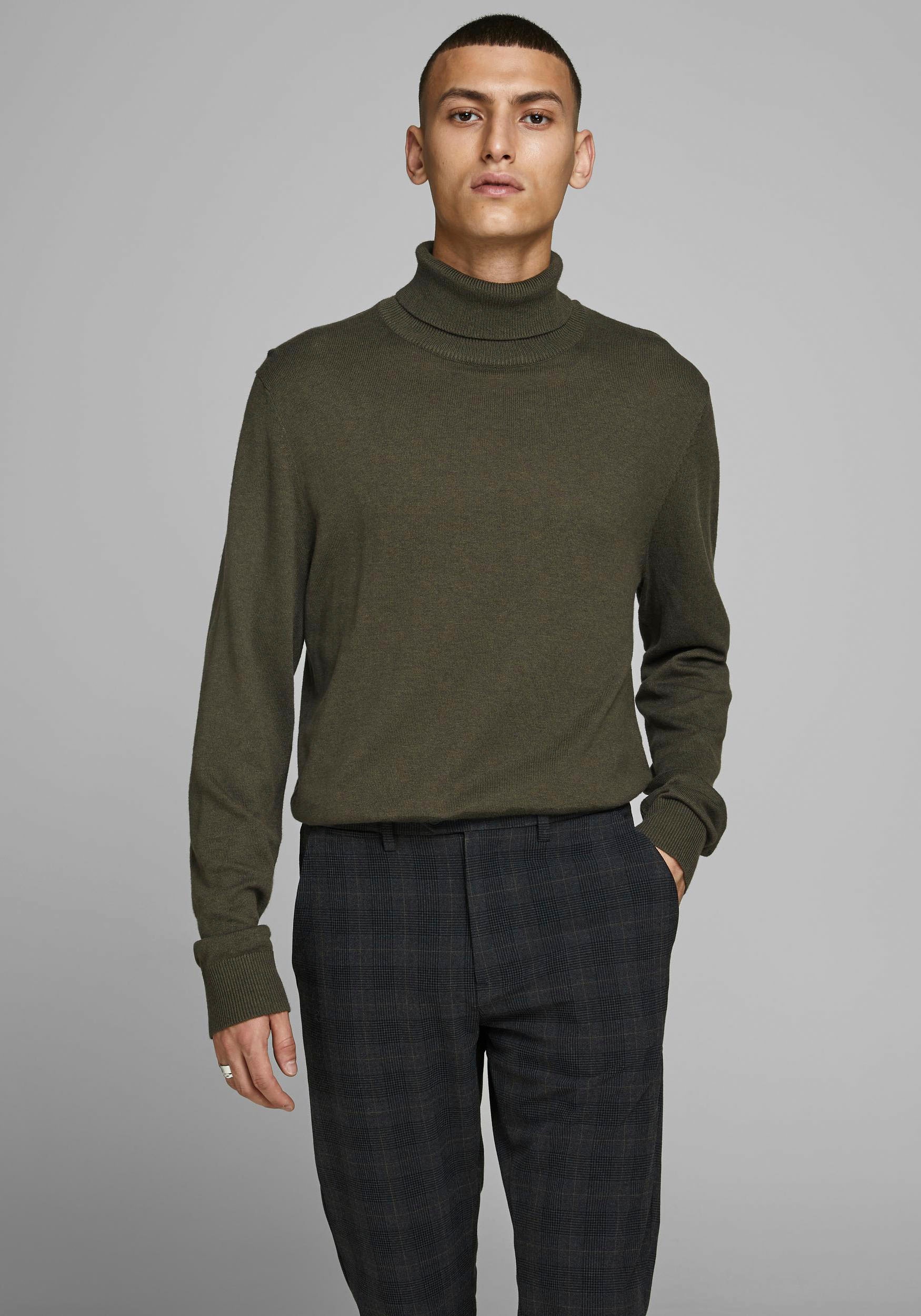 Jack & Jones "JJEEMIL KNIT ROLL NECK NOOS" Baumwollmischung, regular fit