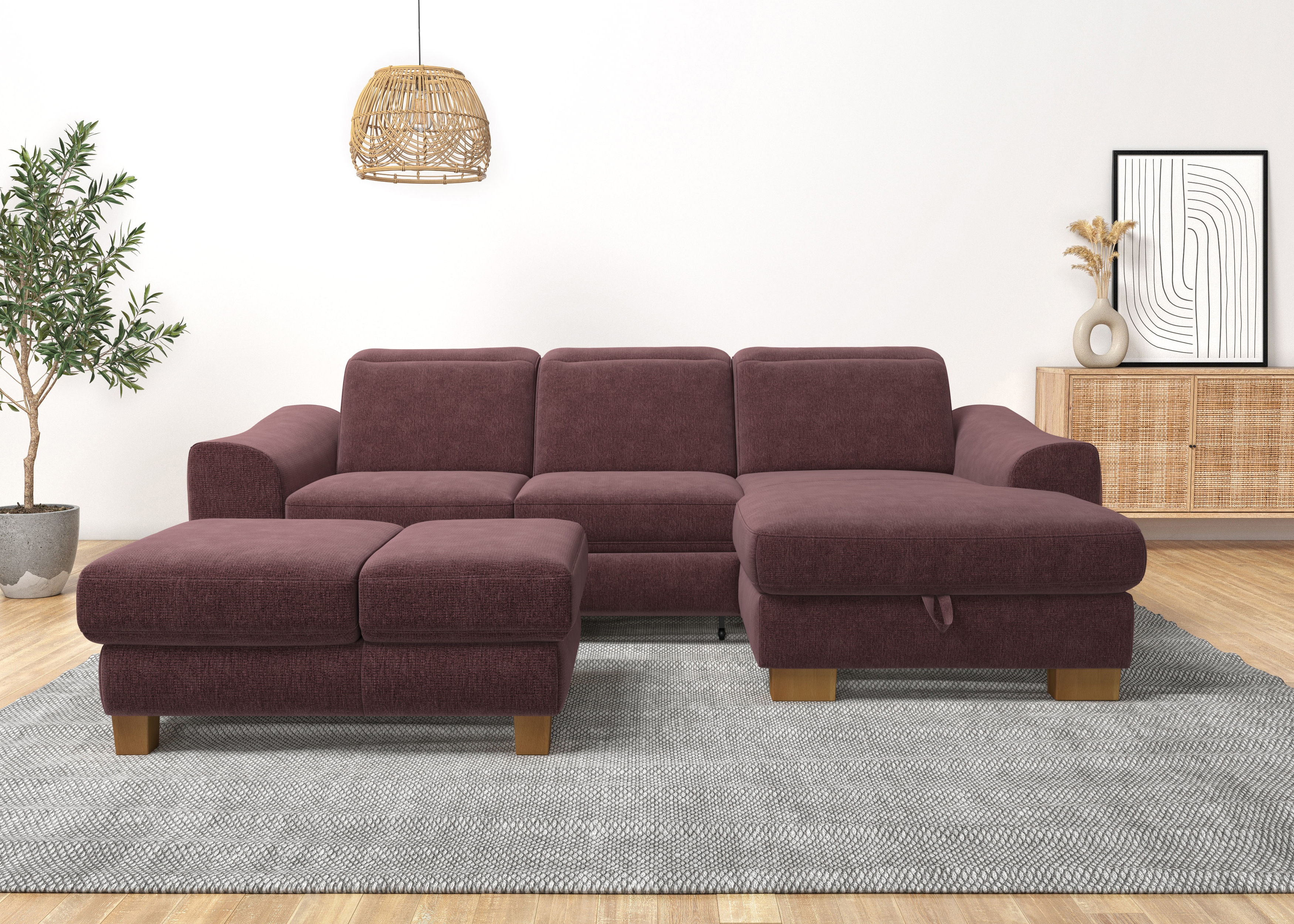 Home affaire Ecksofa "Dundee L-Form" wahlweise mit Kopfteilverstellung und zusätzlich mit Schlaffunktion