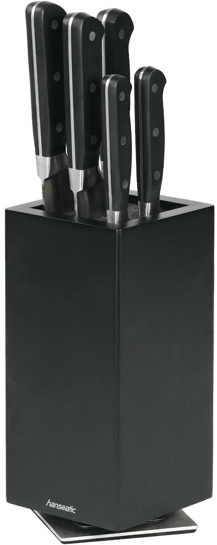 Hanseatic Magnet-Messerblock »hanseatic PREMIUM, aus Holz, Messerblock Set, 6-tlg.« 6 tlg. elegantes Design, herausnehmbarer Borsteneinsatz, 360-Grad-drehbar
