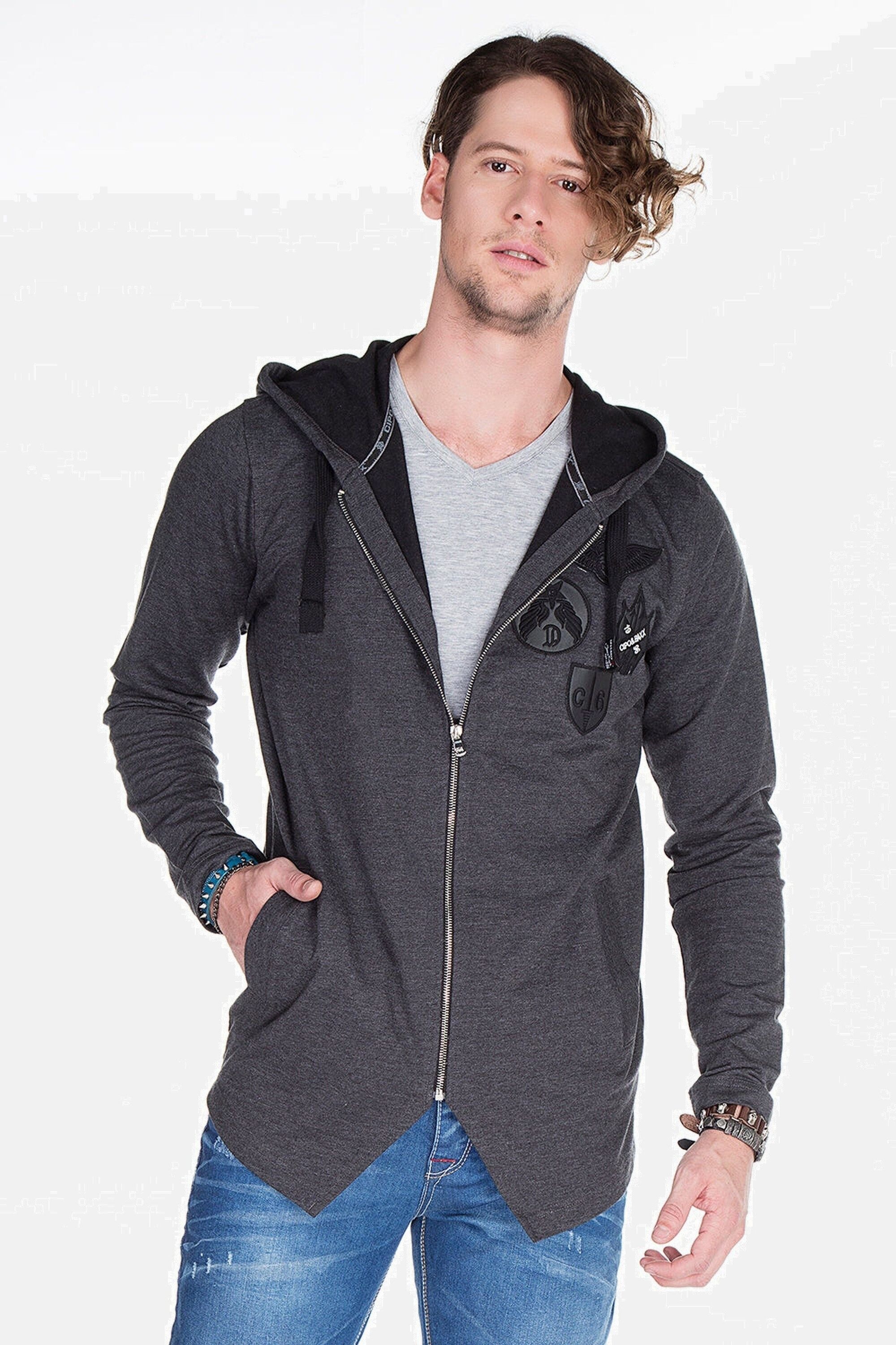 Cipo & Baxx Sweatjacke "Sweatjacke", mit ausgefallenem Saum, CL-238