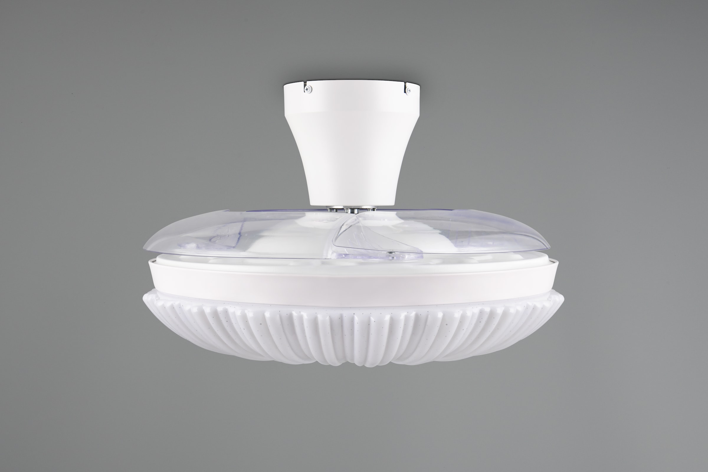 REALITY Leuchten LED Deckenleuchte »KIRUNA mit Ventilator, Deckenventilator mit ausklappbaren Flügeln 30W« LED-Board 1 Stk. Farbwechsler | warmweiß - kaltweiß Ø 49-106 cm (aufgeklappt), 6 Stufen, LED 32W CCT dimmbar Timer Fernb.