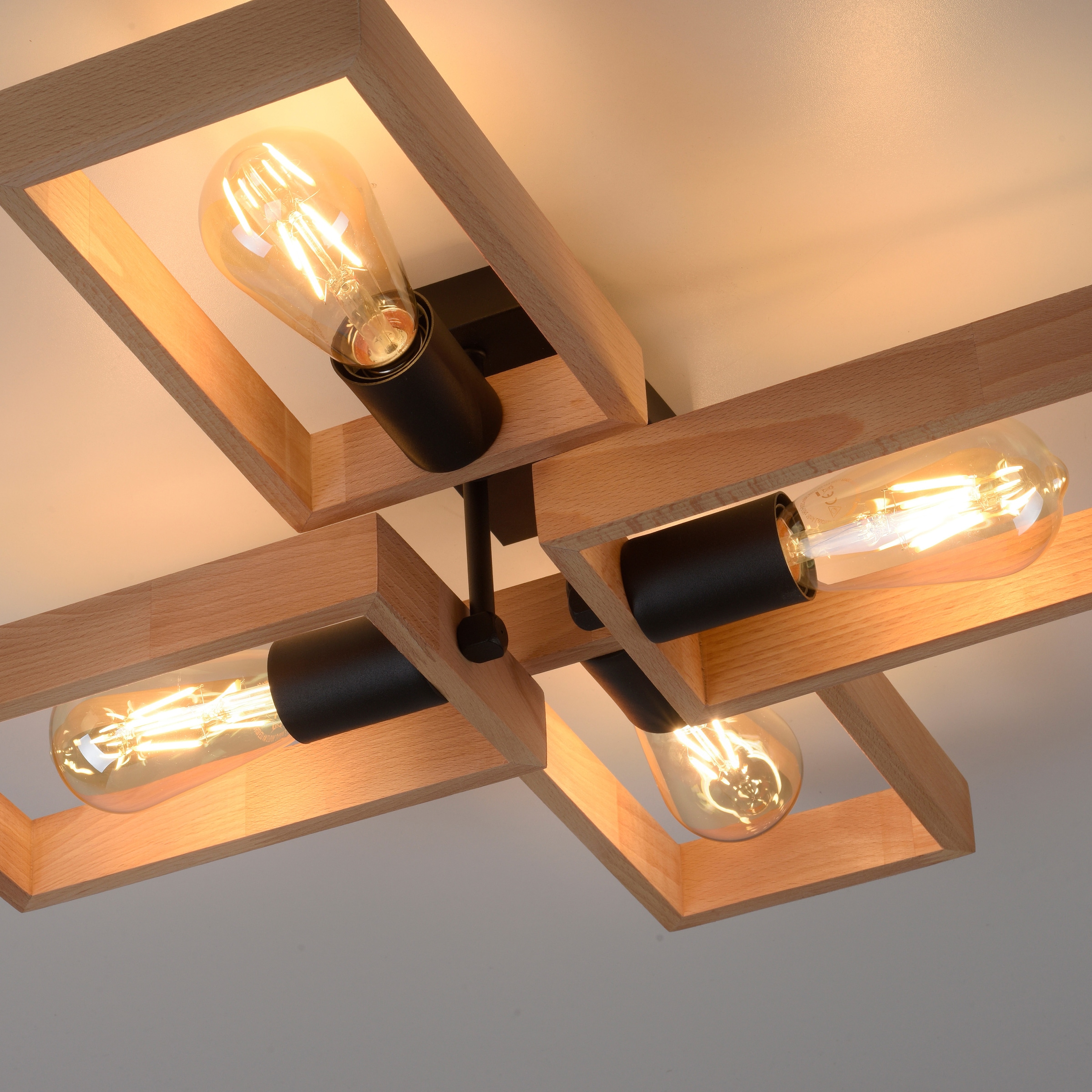 flammig-flammig, Deckenlampe Home »Nohen«, | E27 Leuchtmittel aus für affaire geeignet Holz (Akazienholz), 4 BAUR Deckenleuchte