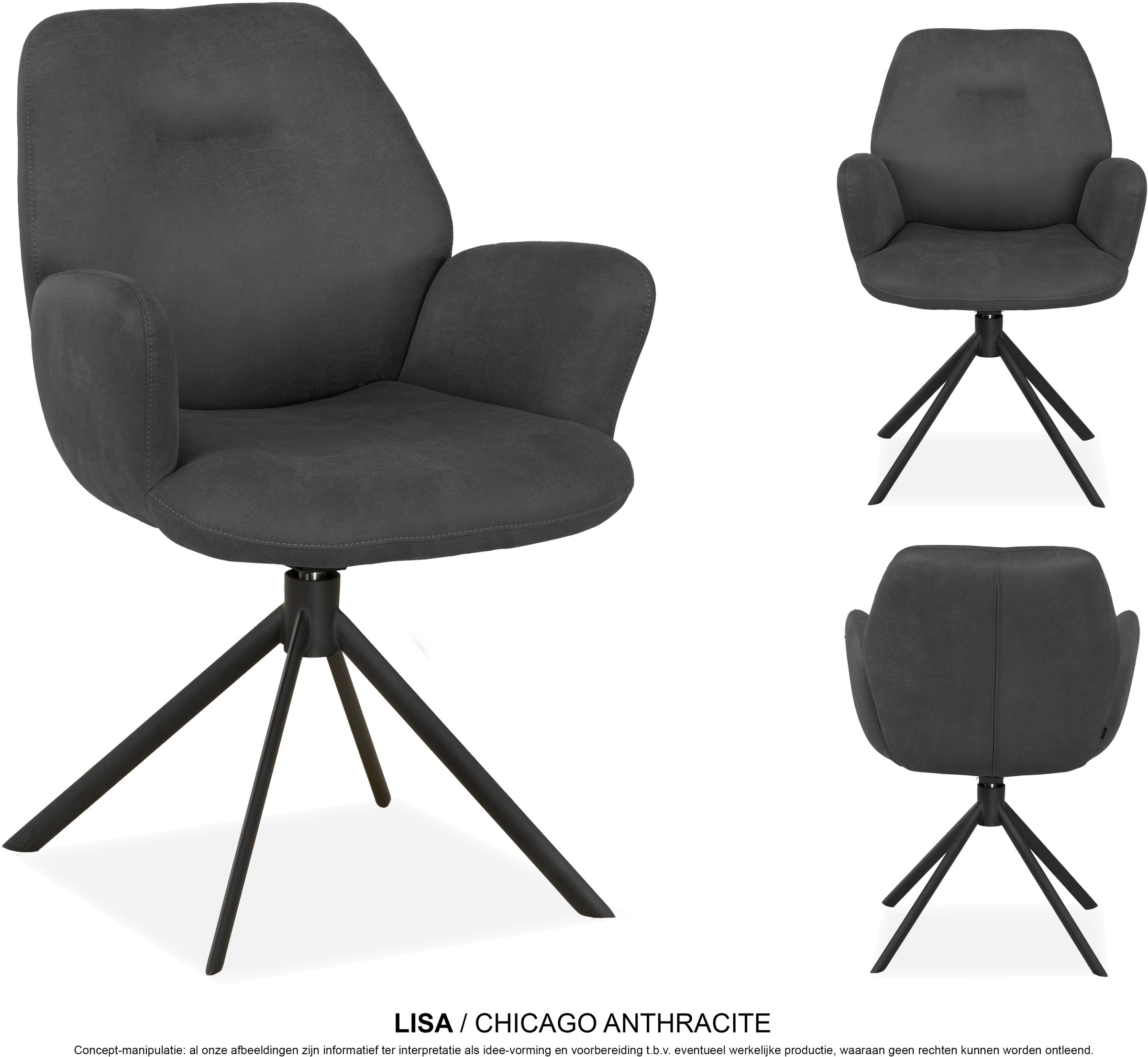 Thumbnail - OMG Design Esszimmerstuhl "Lisa" (Set) 1 Stk.Drehstuhl mit auto-return, Armlehnenstuhl