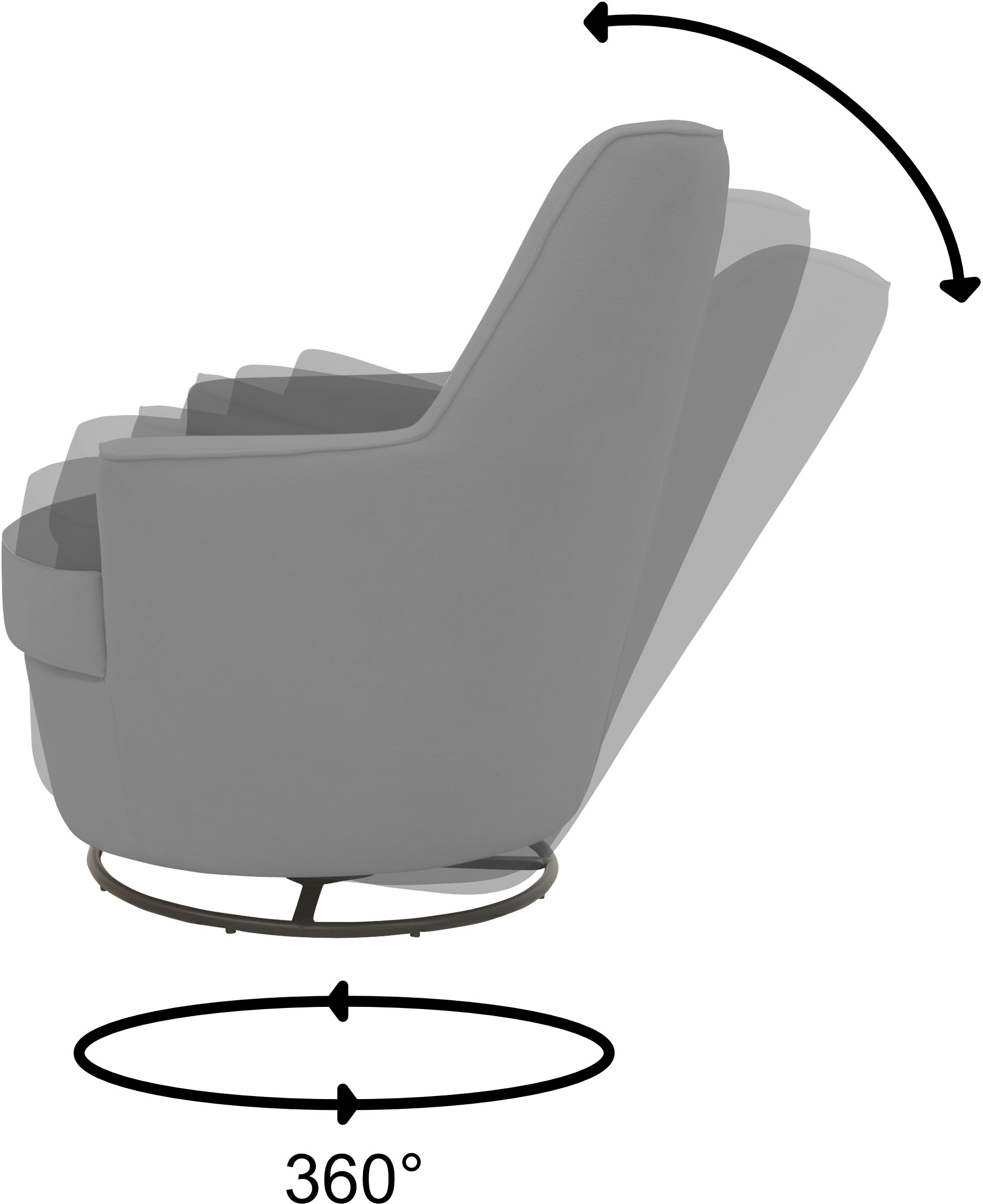 INOSIGN Drehsessel »HETTY, Drehsessel mit Wippfunktion, Lese-Sessel in Cord und Microfaser«, (1 St.), mit Federkern, auch im Set mit passendem Hocker