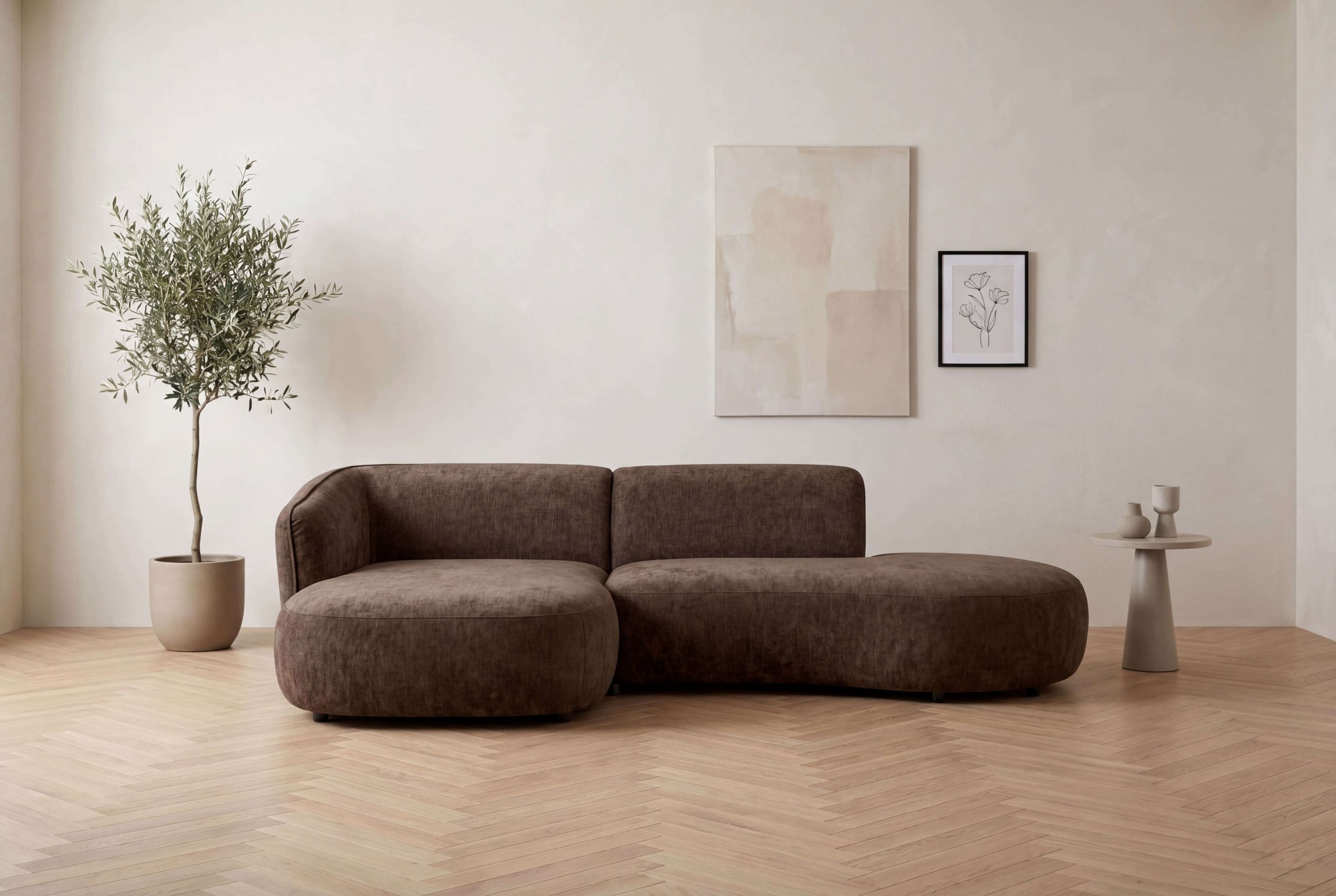 OTTO home Ecksofa "OSTRUP Rundsofa, L-Form, Naturtöne, Boucle oder Chenille" Breite 278 cm, organische Form mit sanften Rundungen