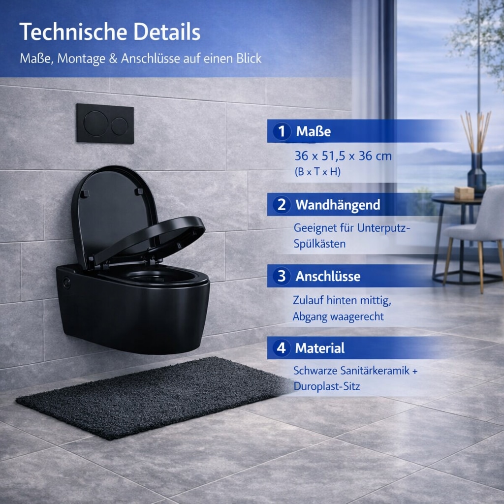 welltime Tiefspül-WC »Vigo« spülrandlose Toilette aus Sanitärkeramik, inkl. WC-Sitz mit Softclose
