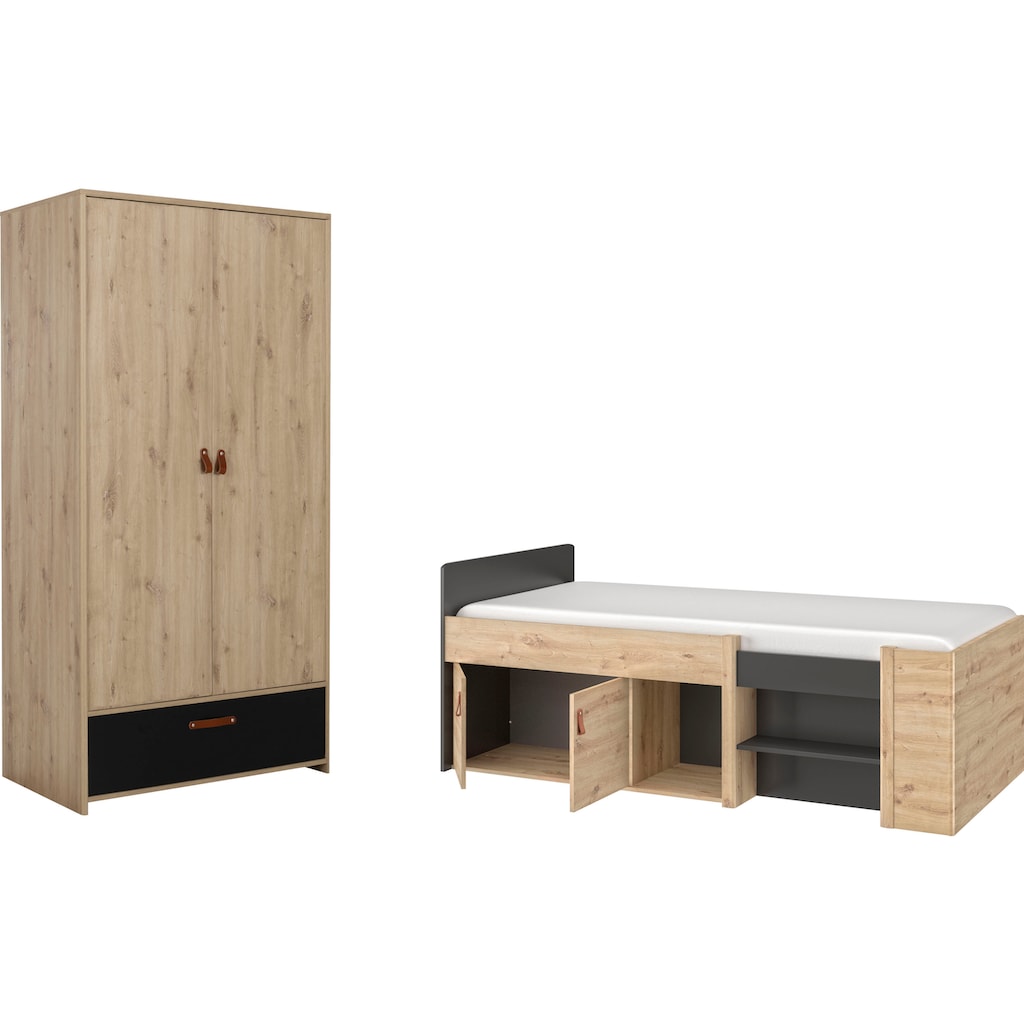 Gami Jugendzimmer-Set »Arthus«, (2 St., Funktionsbett, Kleiderschrank)