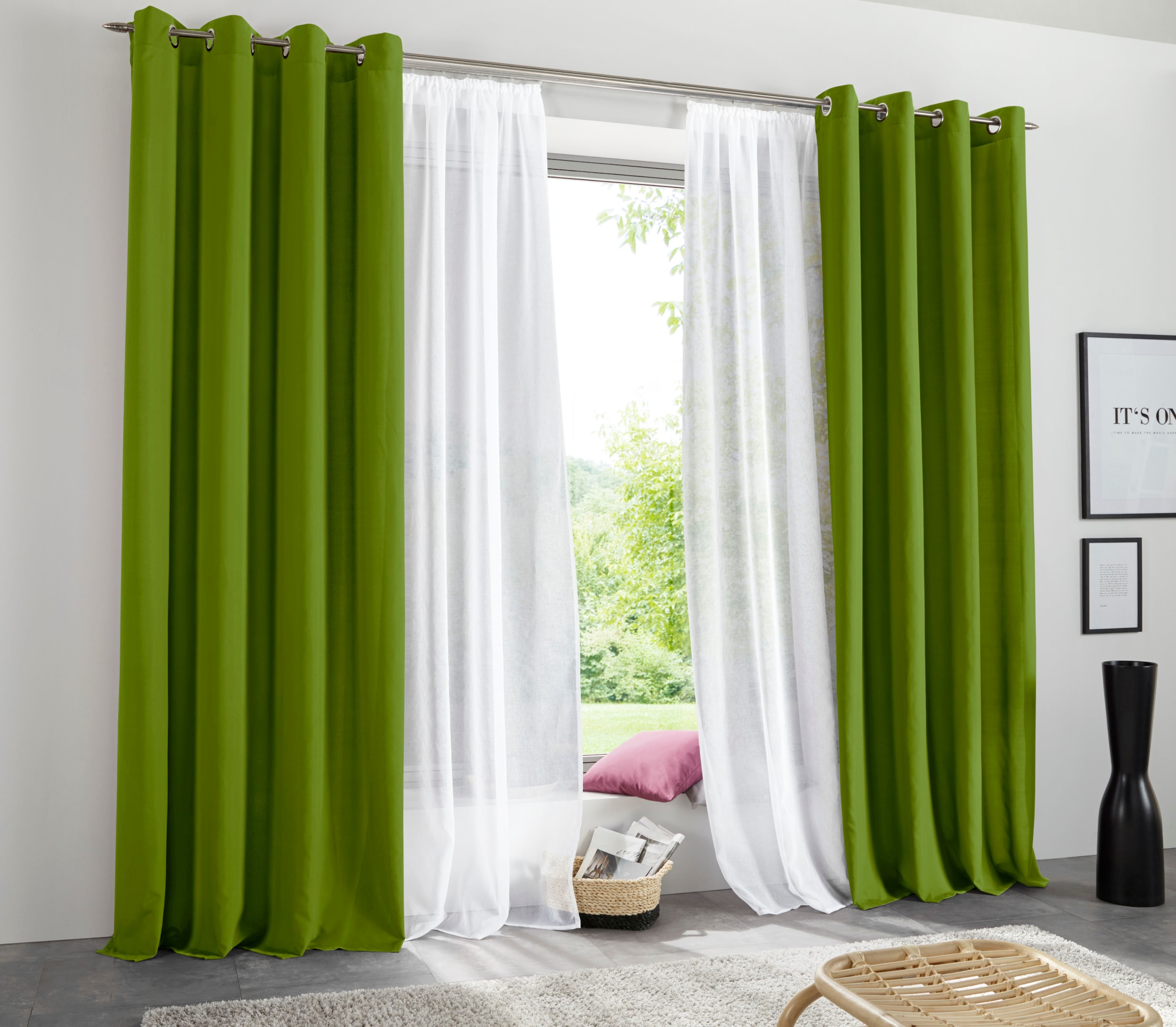 my home Vorhang »Raja«, (2 | St.), 2er-Set, einfarbig, pflegeleichte BAUR glatt, Mikrofaser-Qualität