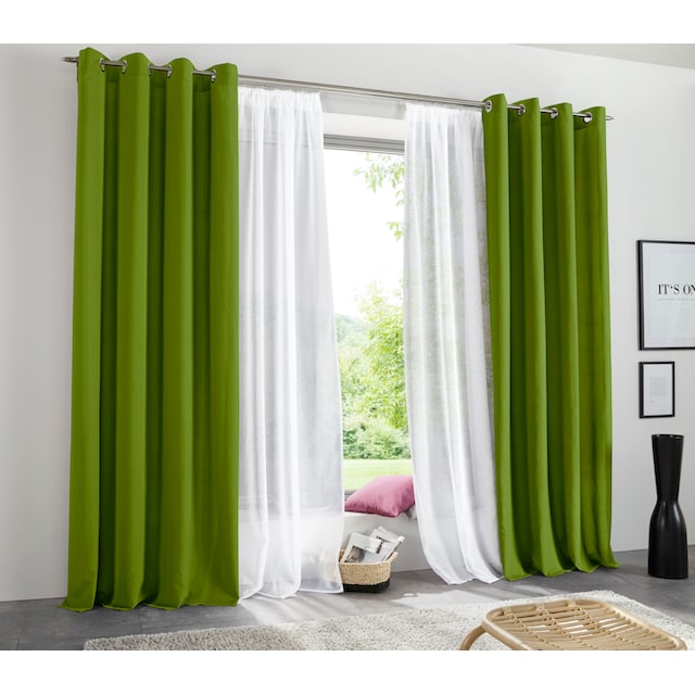 my home Vorhang »Raja«, (2 St.), 2er-Set, glatt, einfarbig, pflegeleichte  Mikrofaser-Qualität | BAUR