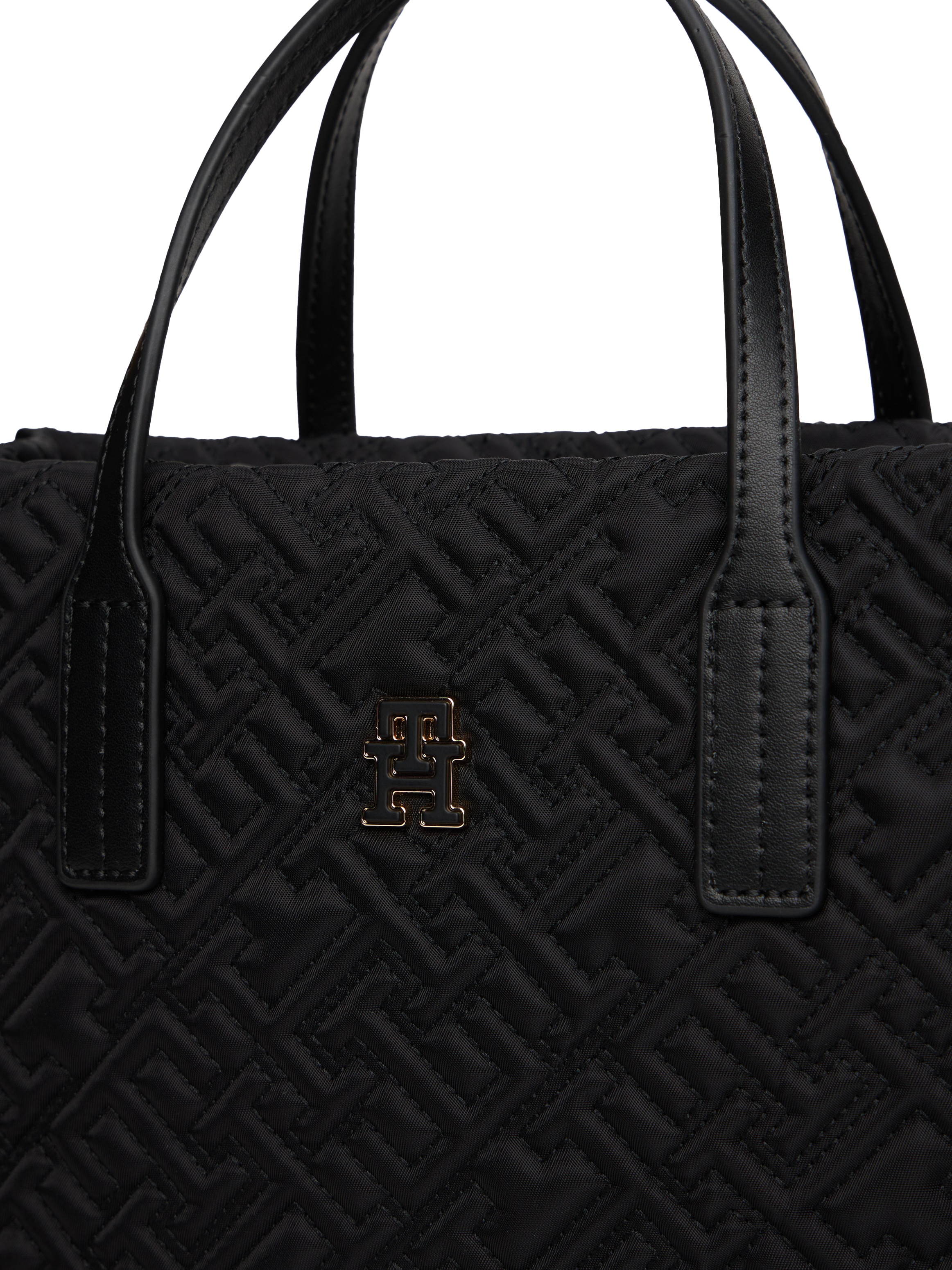 Tragetasche TOMMY HILFIGER "TH CITY MINI TOTE MONO NYLON", Damen, Gr. B/H/T: 27cm x 21,5cm x 10,5cm, schwarz, Textil, Taschen, Damen Schultertasche, Businesstasche mit TH-Logoprägung 2