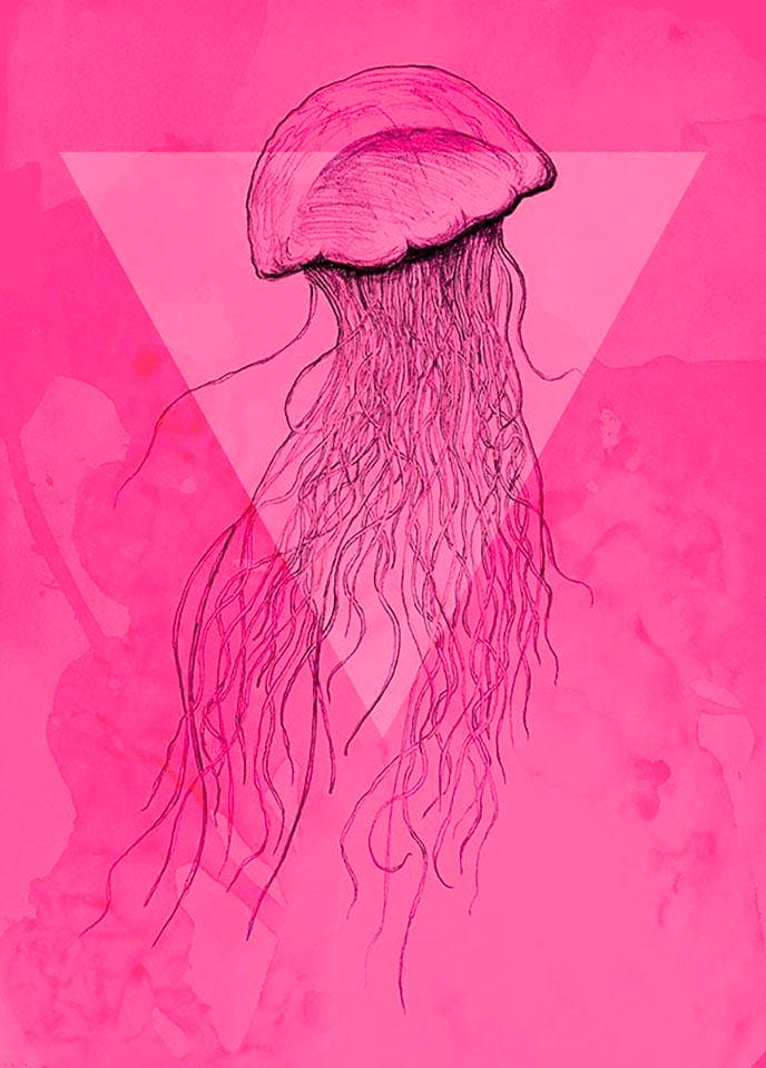 Komar Poster "Jellyfish Pink", Tiere, (1 St.), Kinderzimmer, Schlafzimmer, Wohnzimmer