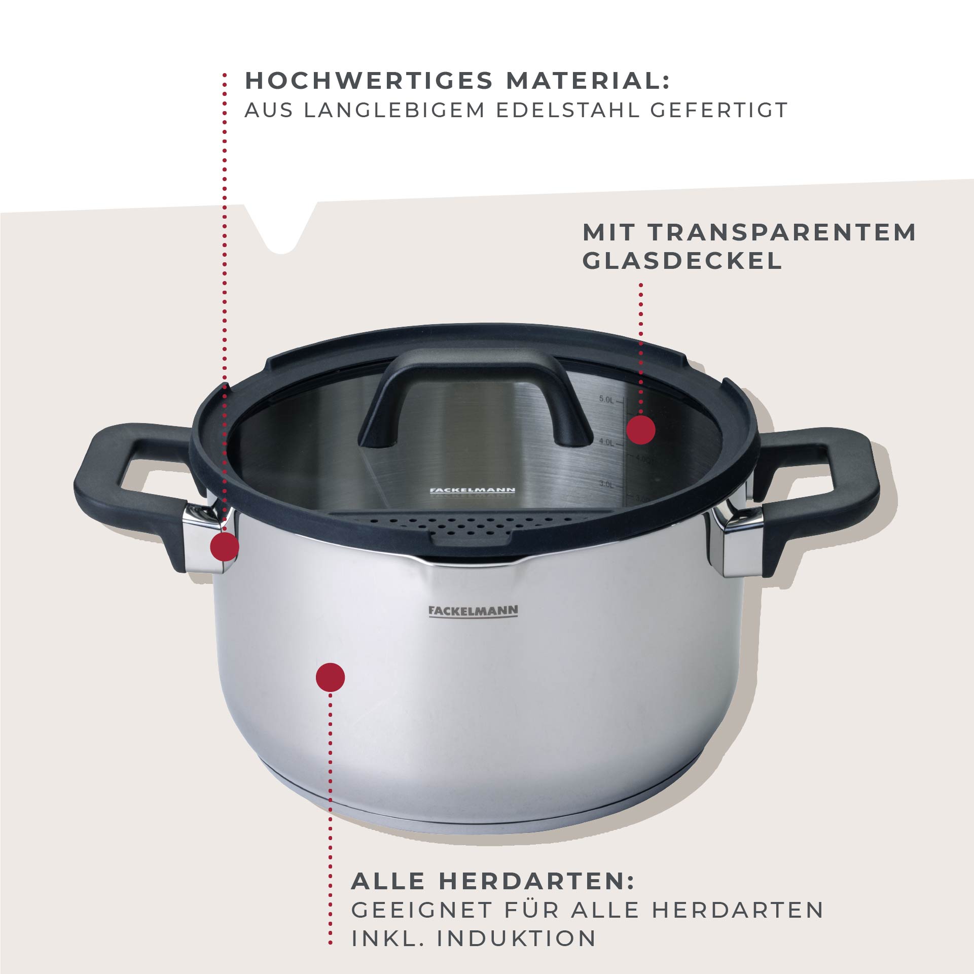 Thumbnail - FACKELMANN Topf-Set "Elmau" Set, 8 Stk. tlg. Edelstahl