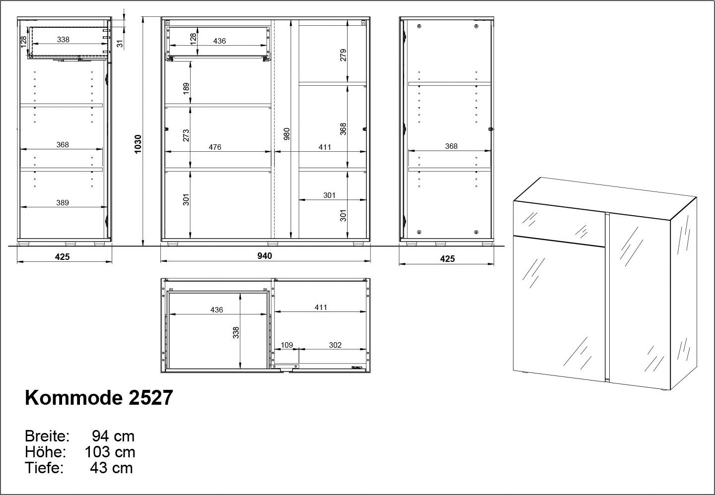 GERMANIA Wohnzimmer-Set »Mesa«, 2-tlg. mit Glasfronten