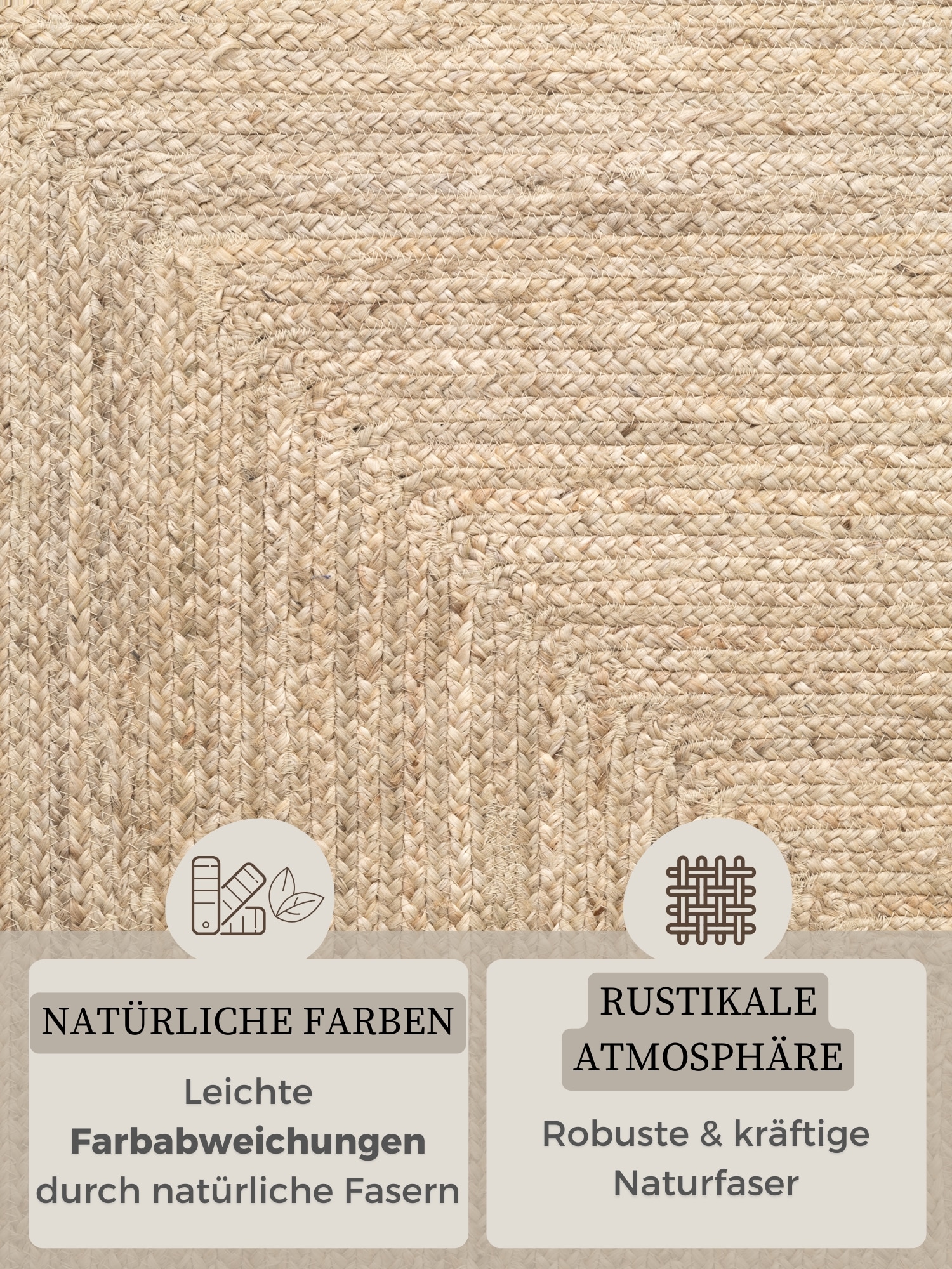 HANSE Home Teppich »Sharmila Juteteppich«, rechteckig, 9 mm Höhe, 100% Jutefaser, Natur, Wohnzimmer, Esszimmer, Flur, Boho, Skandi