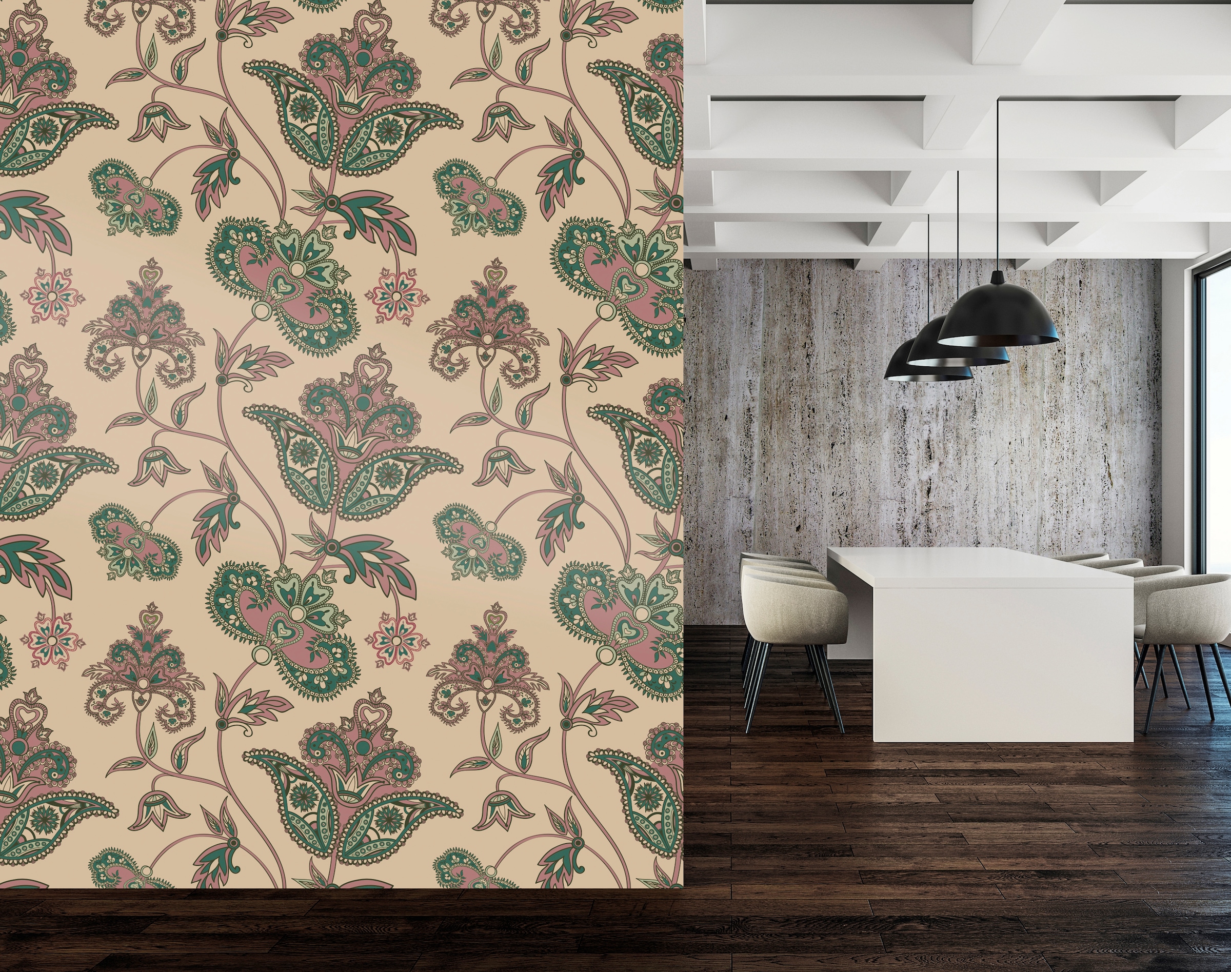 queence Vinyltapete »Paris«, bedruckt-Motiv-botanisch-floral-gemustert-natürlich, 90x250cm, selbstklebend, kinderleichte Anbringung, Sticker