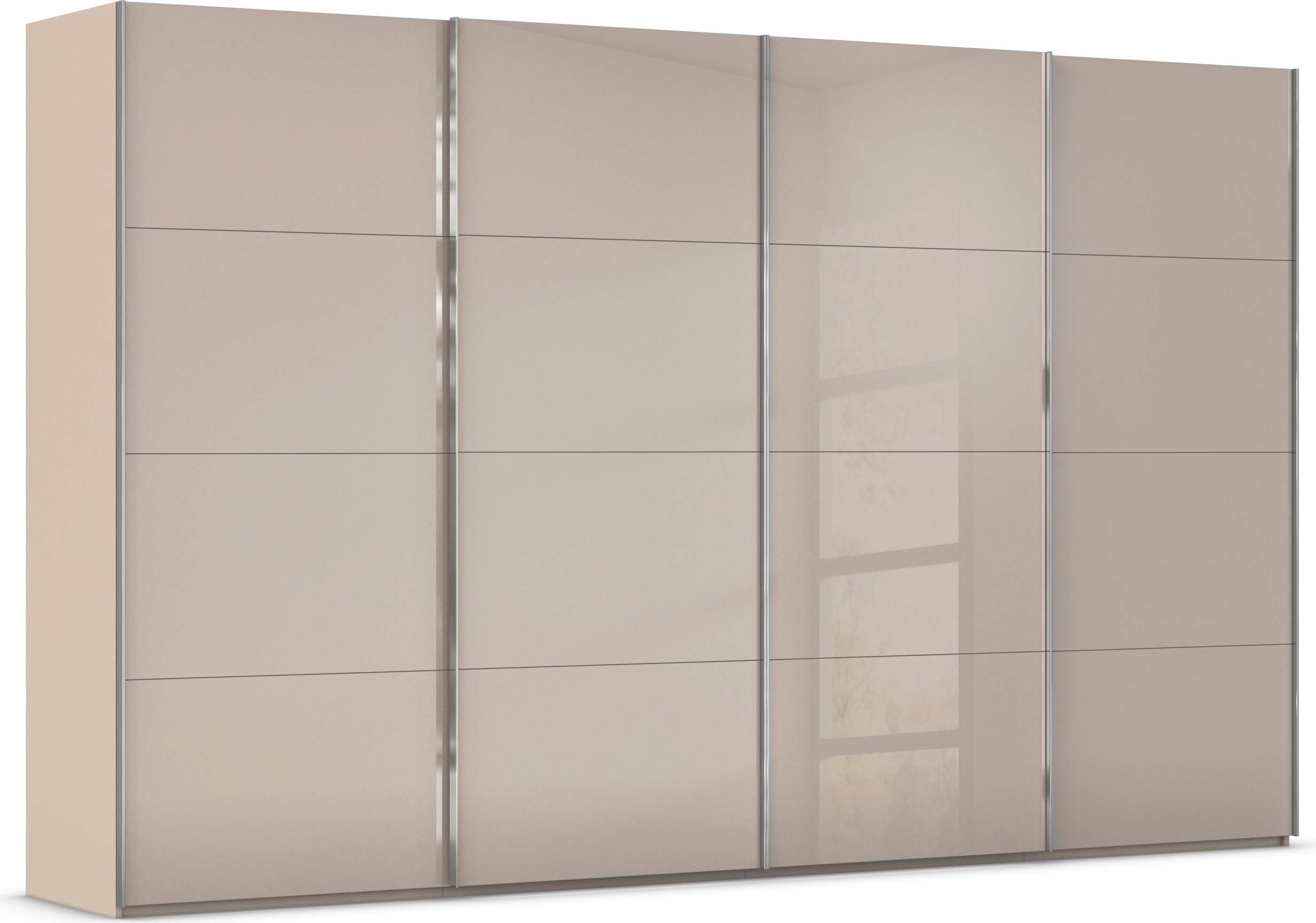 rauch Schwebetürenschrank "Kleiderschrank Schrank Garderobe Schlafzimmerschrank SCALE-FYRA" edle viergeteilte Türen mit Glas-Front viele Farben MADE IN GERMANY