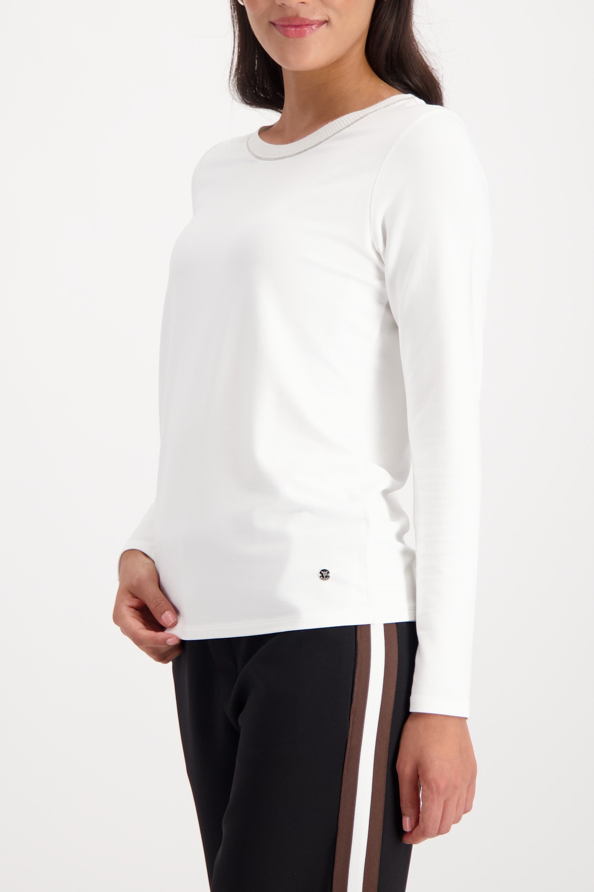 Monari Langarmshirt »Shirt Basic Schmuck Kette« Regular fit mit Rundhalsausschnitt