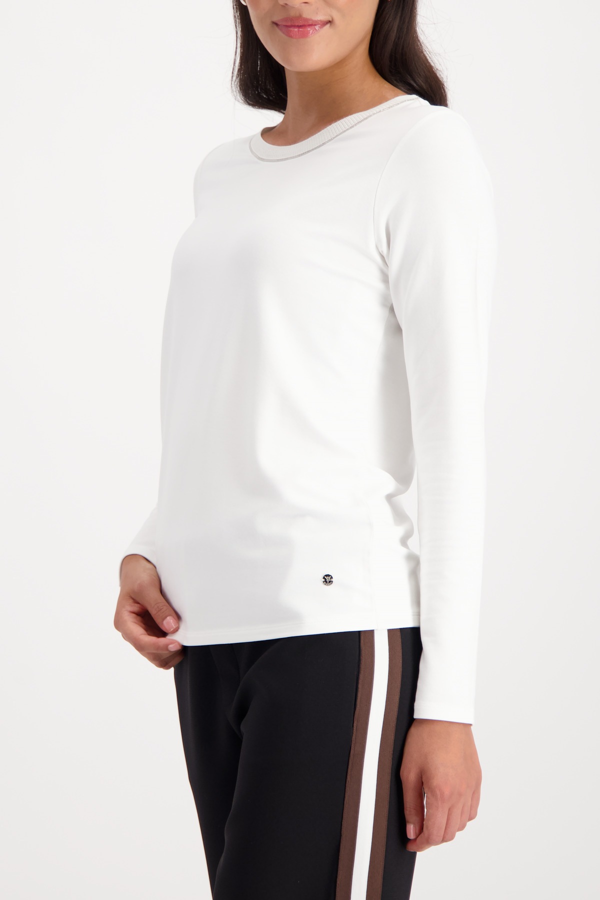 Monari Langarmshirt "Shirt Basic Schmuck Kette" Regular fit mit Rundhalsaus günstig online kaufen