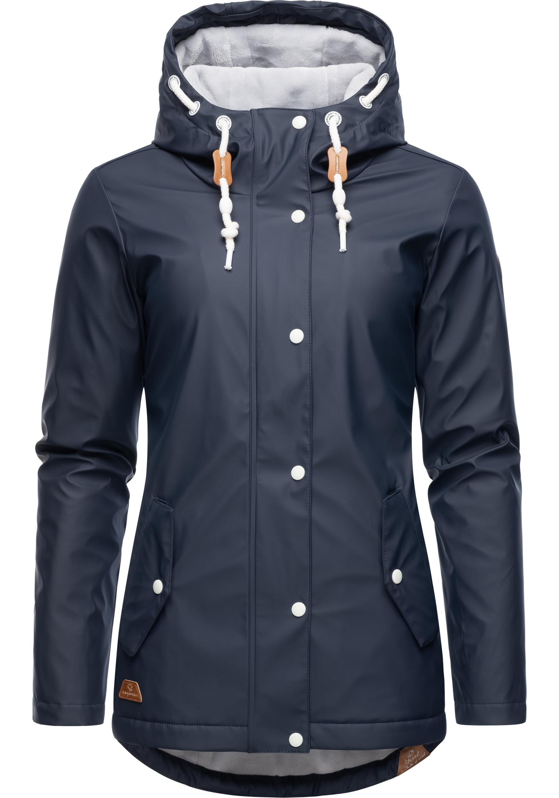 Ragwear Regenjacke "Marge", mit Kapuze, warm gefütterter Damen Winter Regenmantel