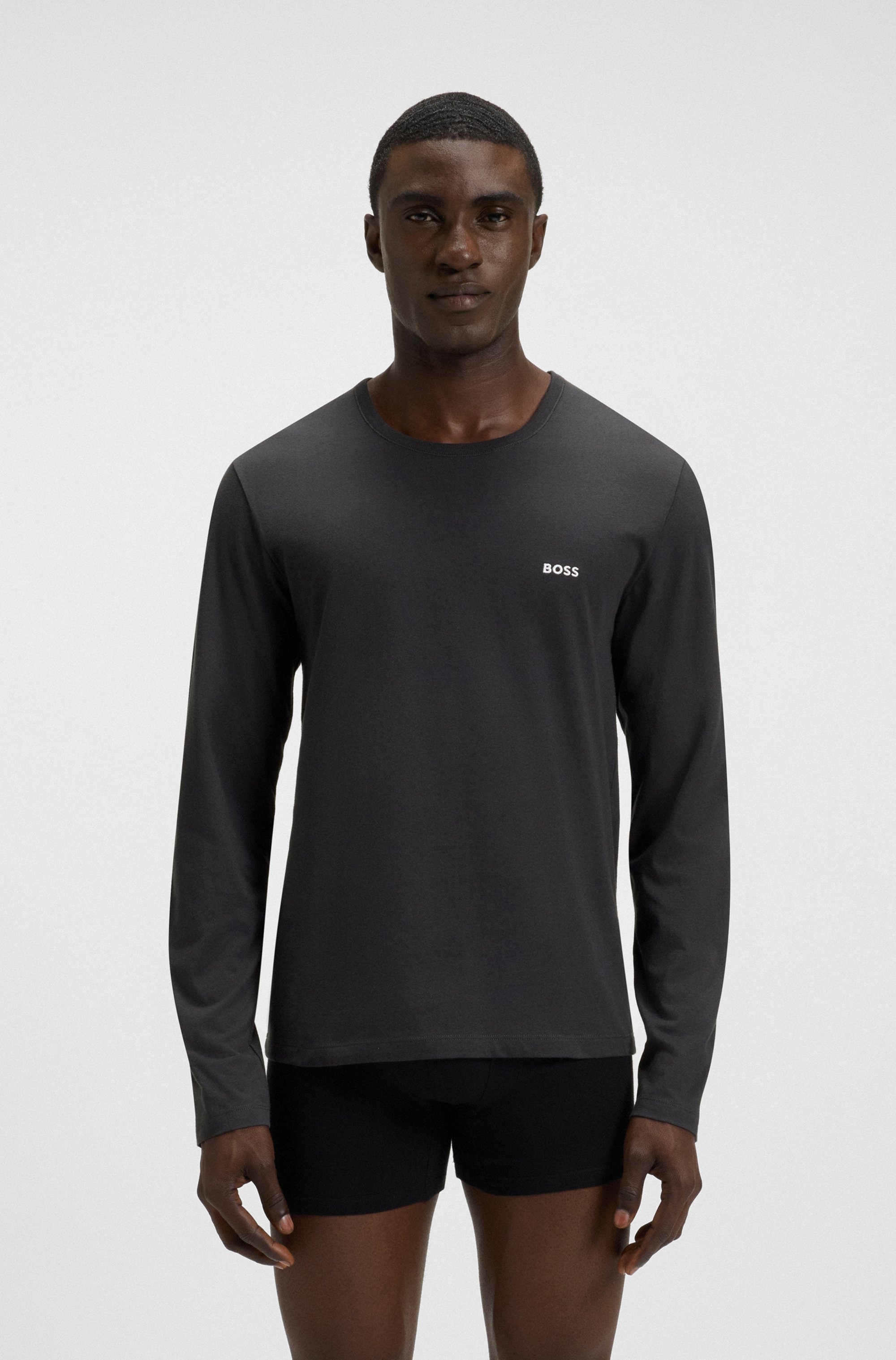 Thumbnail - BOSS Langarmshirt "longsleeve-Shirt R-Neck Classic COTTON 3pcs/pack" 3 Stk. tlg. mit BOSS Logo-Schriftzug