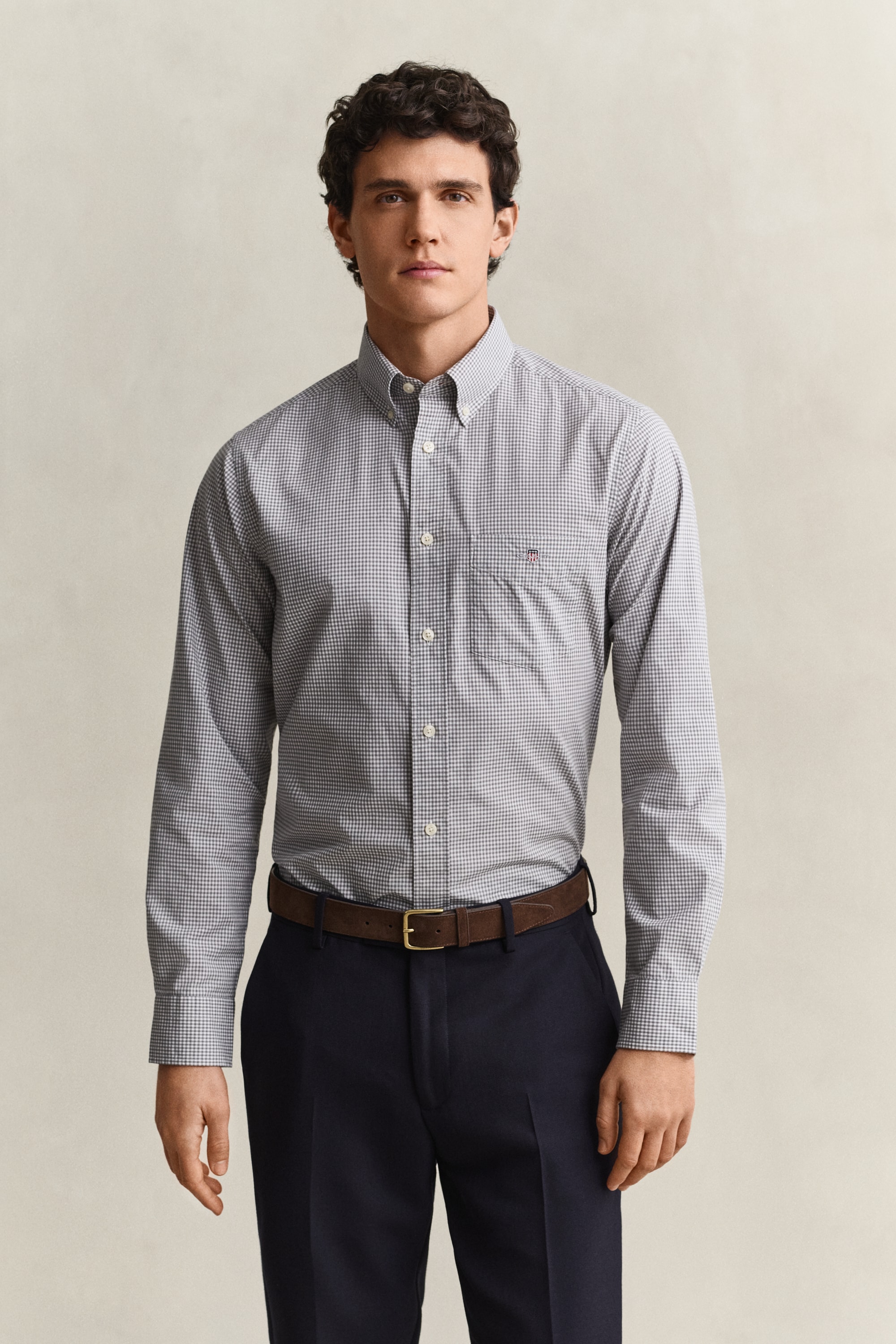 Gant Langarmhemd "REG CLASSIC POPLIN GINGHAM SHIRT" mit Logostickerei, Baumwoll-Popeline