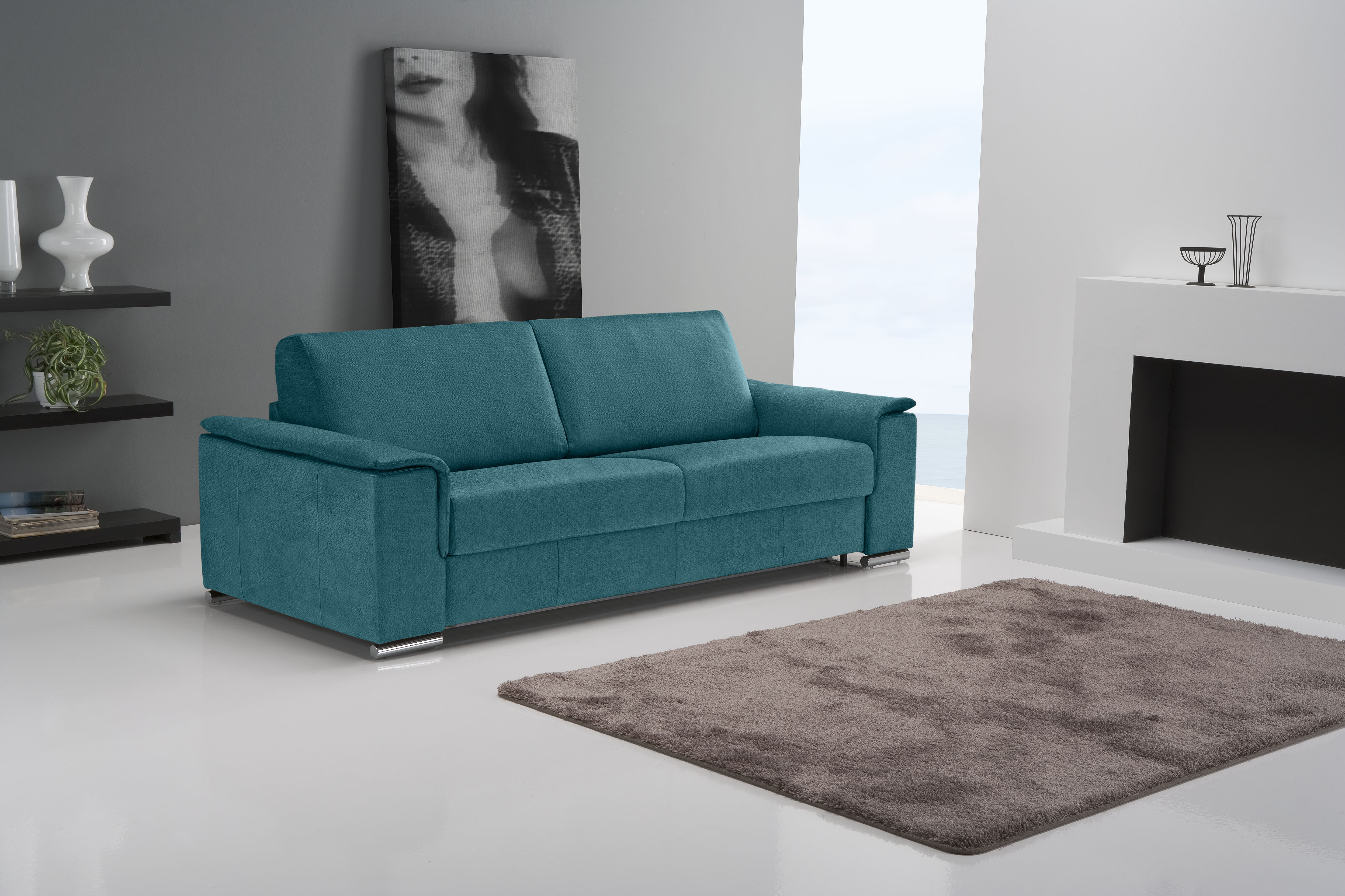 Egoitaliano 2,5-Sitzer "Cecilia, modern & elegant, erstklassiger Sitzkomfort, Breite 234cm" mit verchromten Metallfüßen