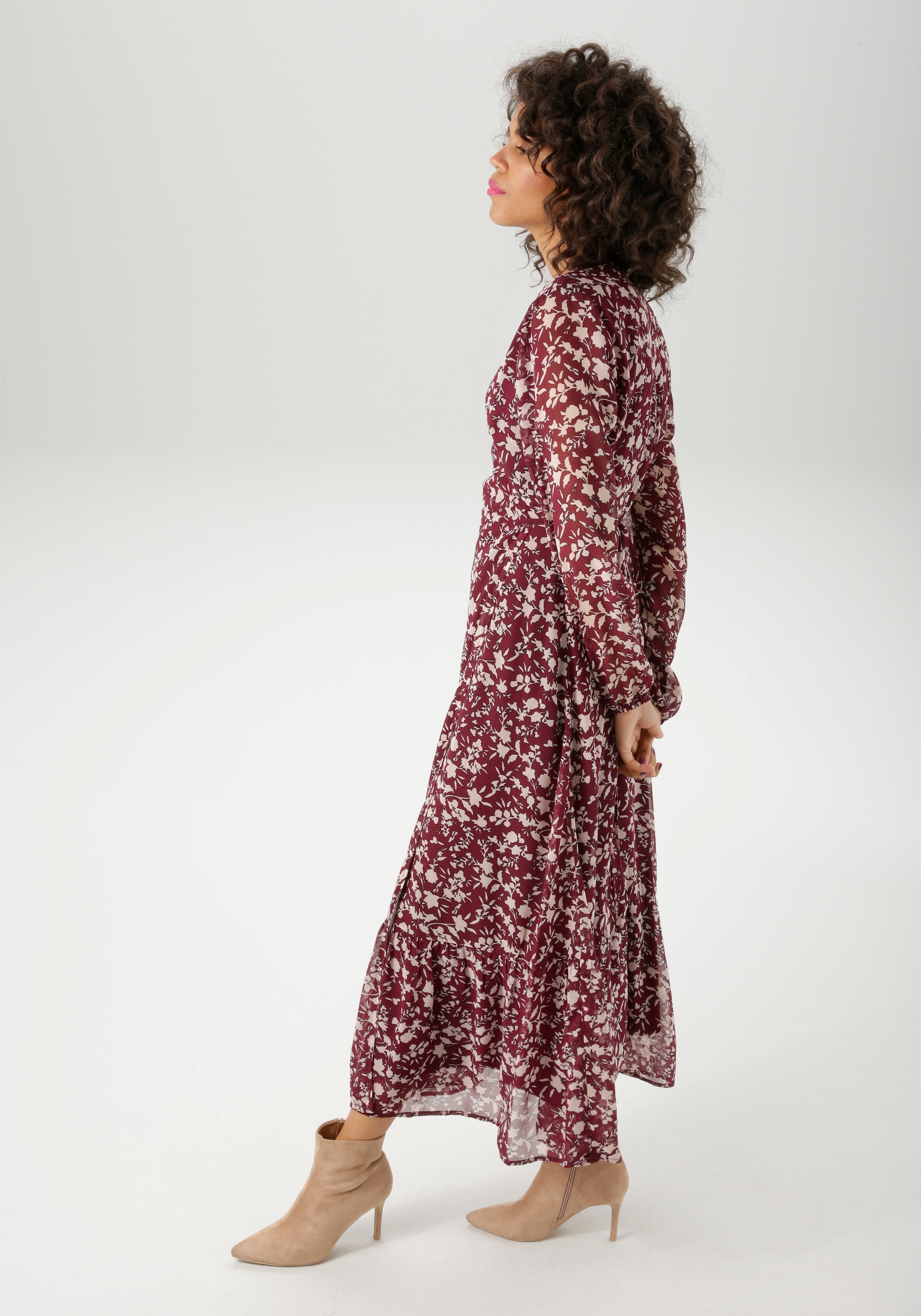 Aniston CASUAL Wickelkleid, mit grafischen Blumendruck - jedes Teil ein Unikat - NEUE KOLLEKTION