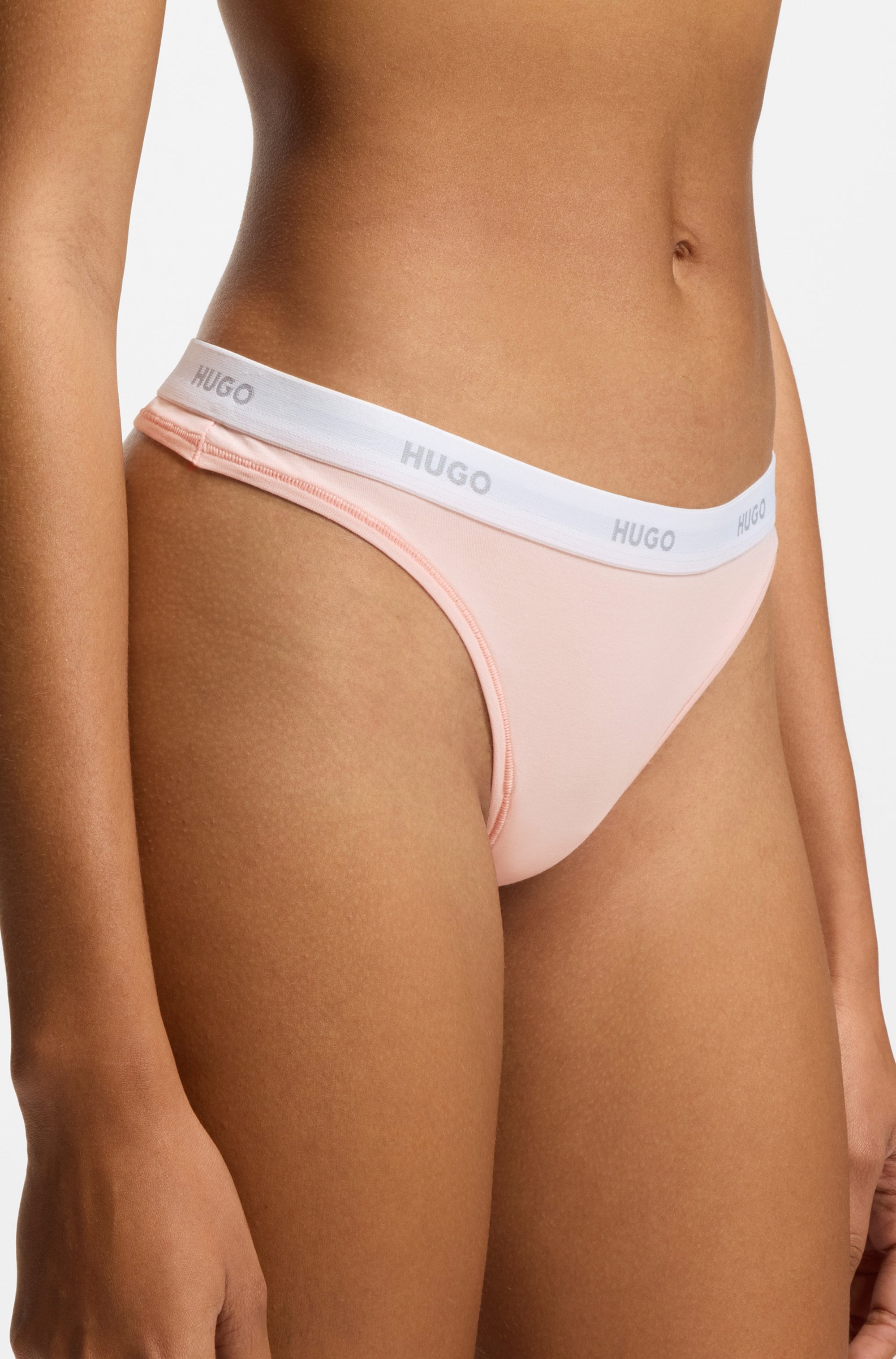 HUGO Underwear String »ID« aus Stretch-Baumwolle mit Logos am Bund