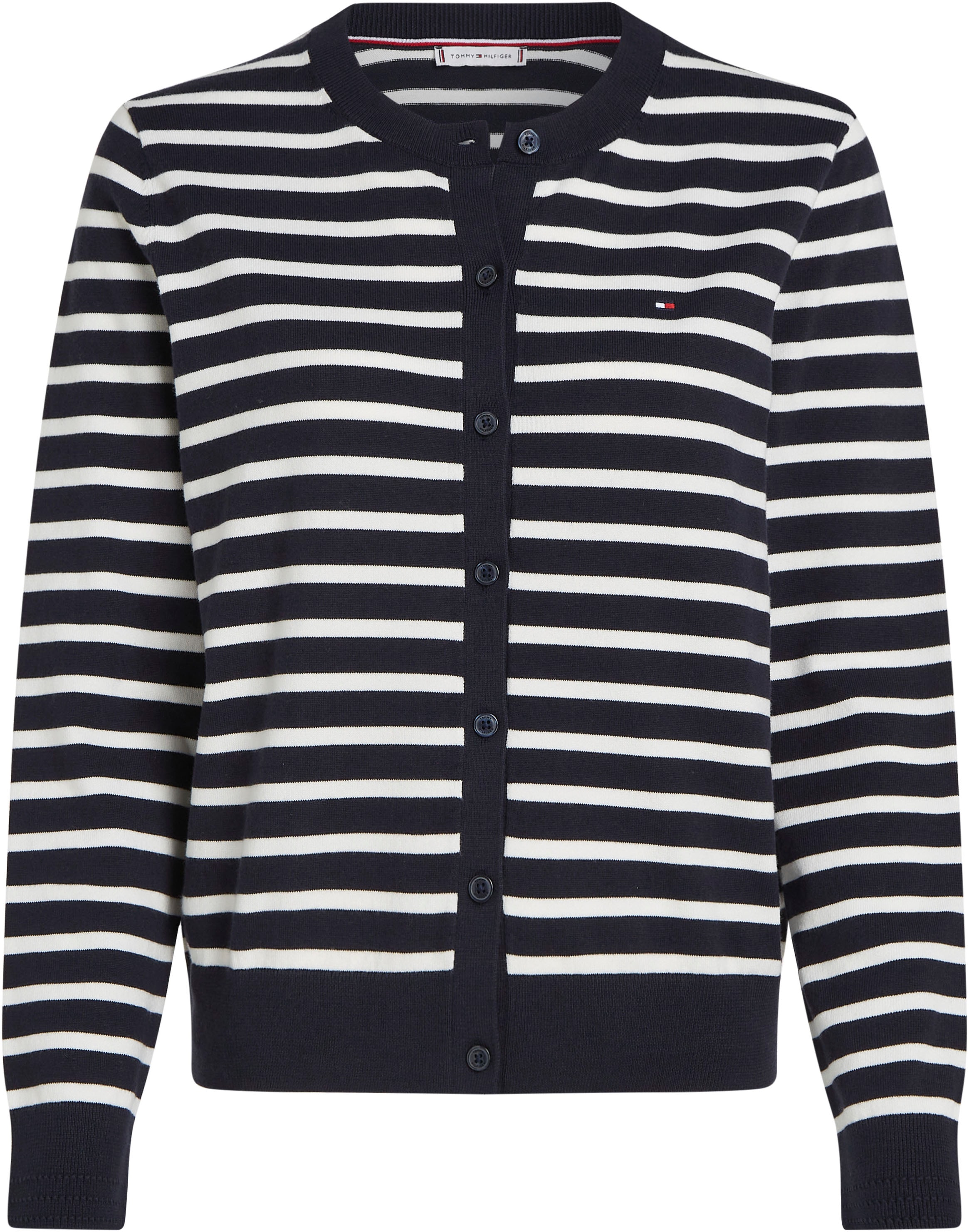 Tommy Hilfiger Strickjacke »CO JERSEY STITCH CARDIGAN«, mit Tommy Hilfiger Flagge