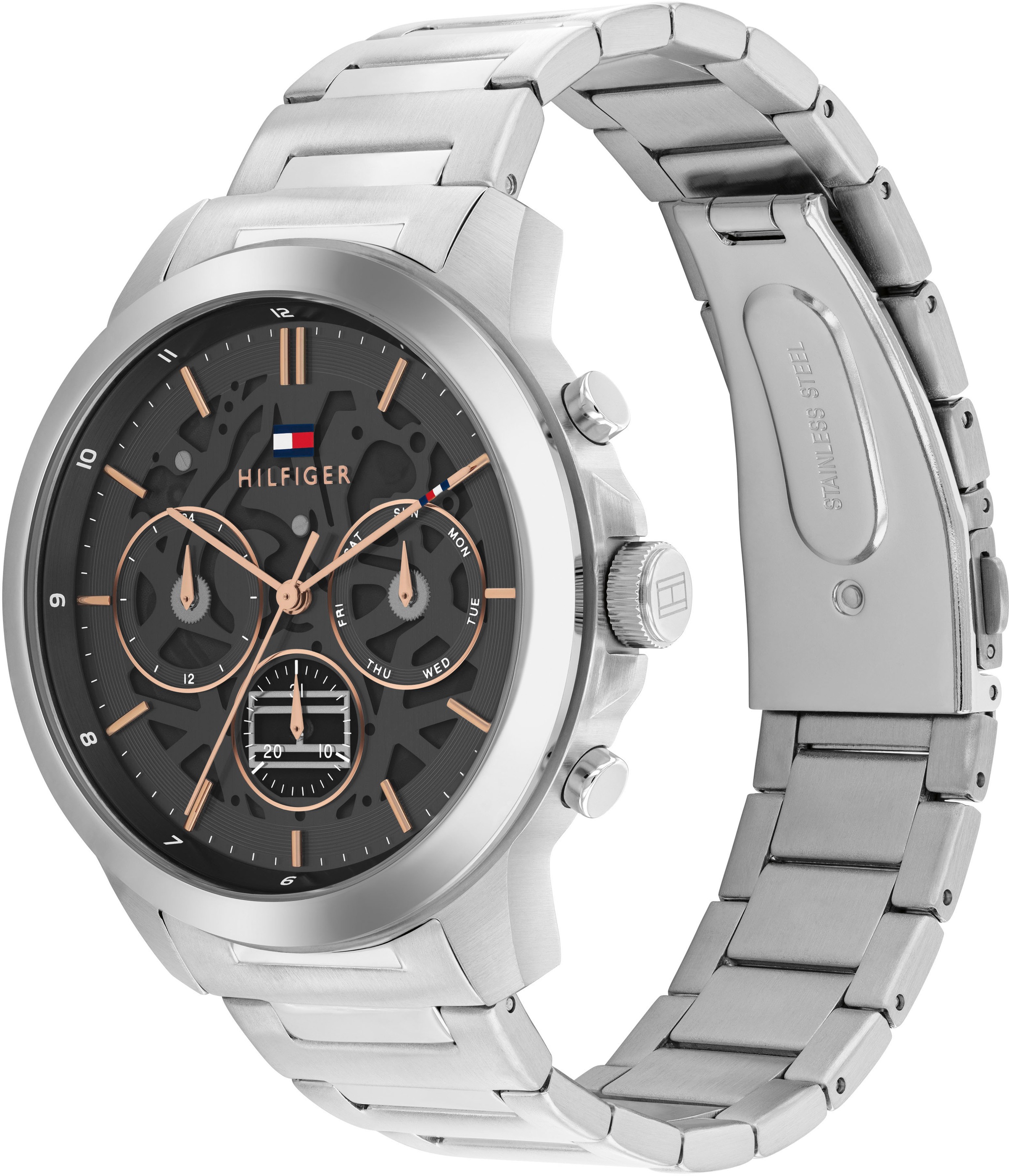 Tommy Hilfiger Multifunktionsuhr »HENRY«, Quarzuhr, Armbanduhr, Herrenuhr, Edelstahlarmband, analog