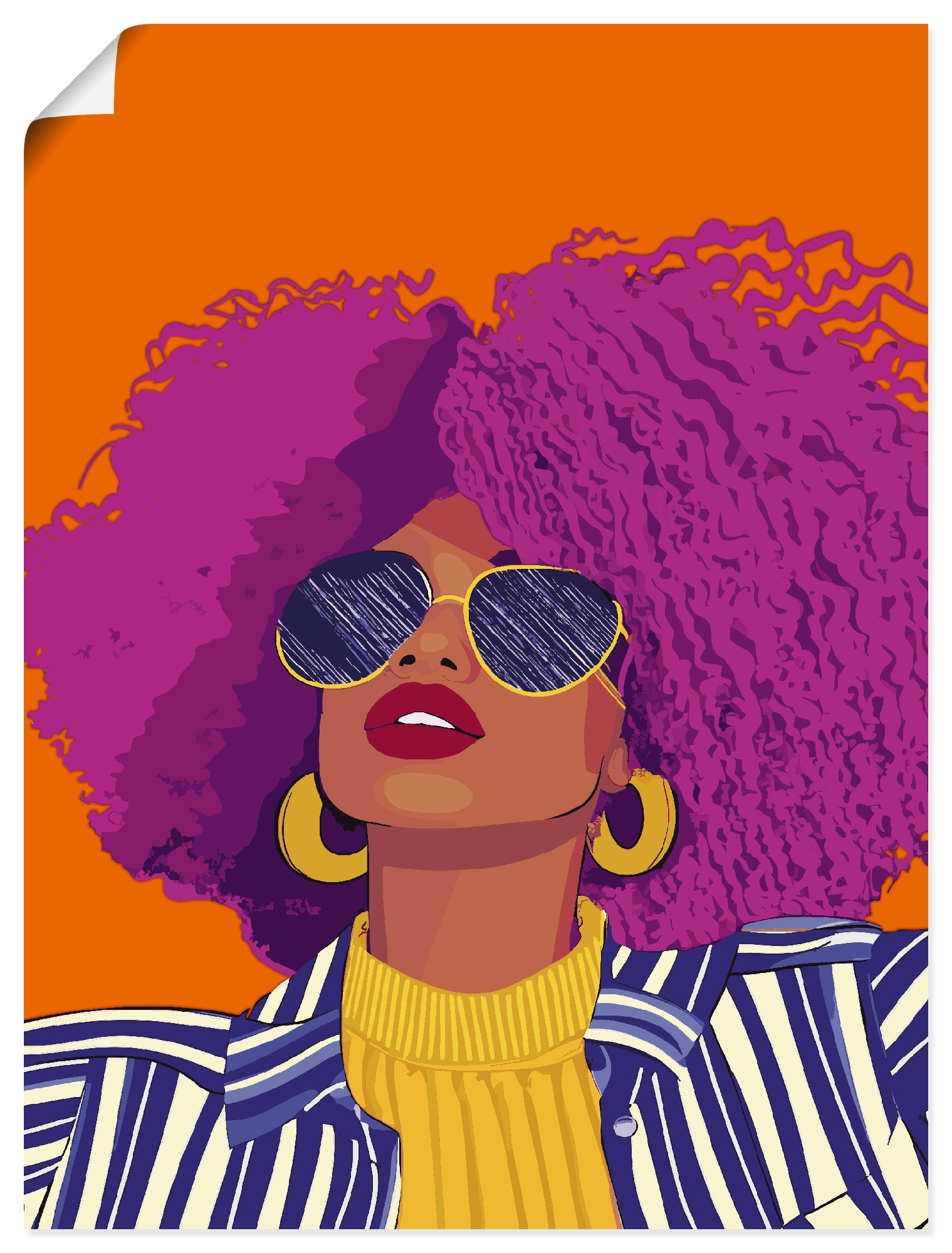 Wandbild ARTLAND "Woman with sunglasses", farbe bild(er): pink, B:90cm H:120cm, Papier, Bilder, als Alubild, Leinwandbild, Poster, Wandaufkleber in verschied. Größen