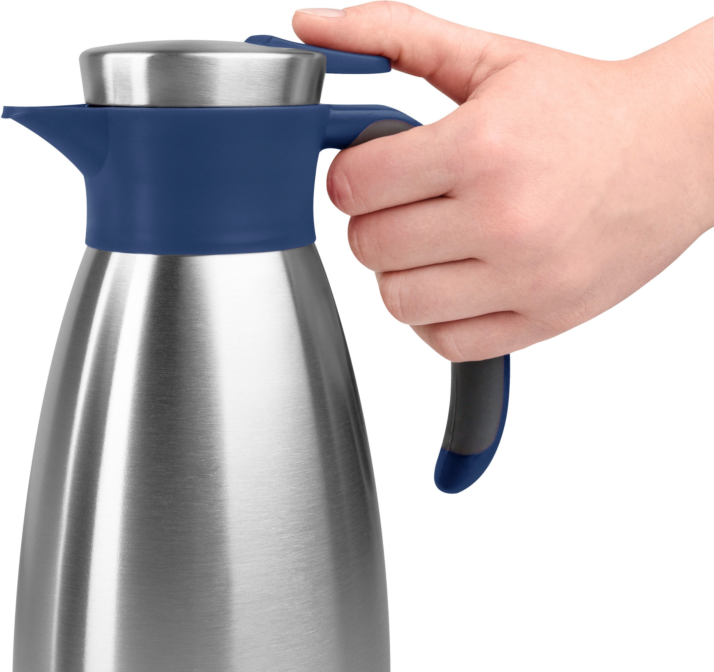 EMSA Soft Grip Einzelne Teekanne 1500 ml Blau, Edelstahl