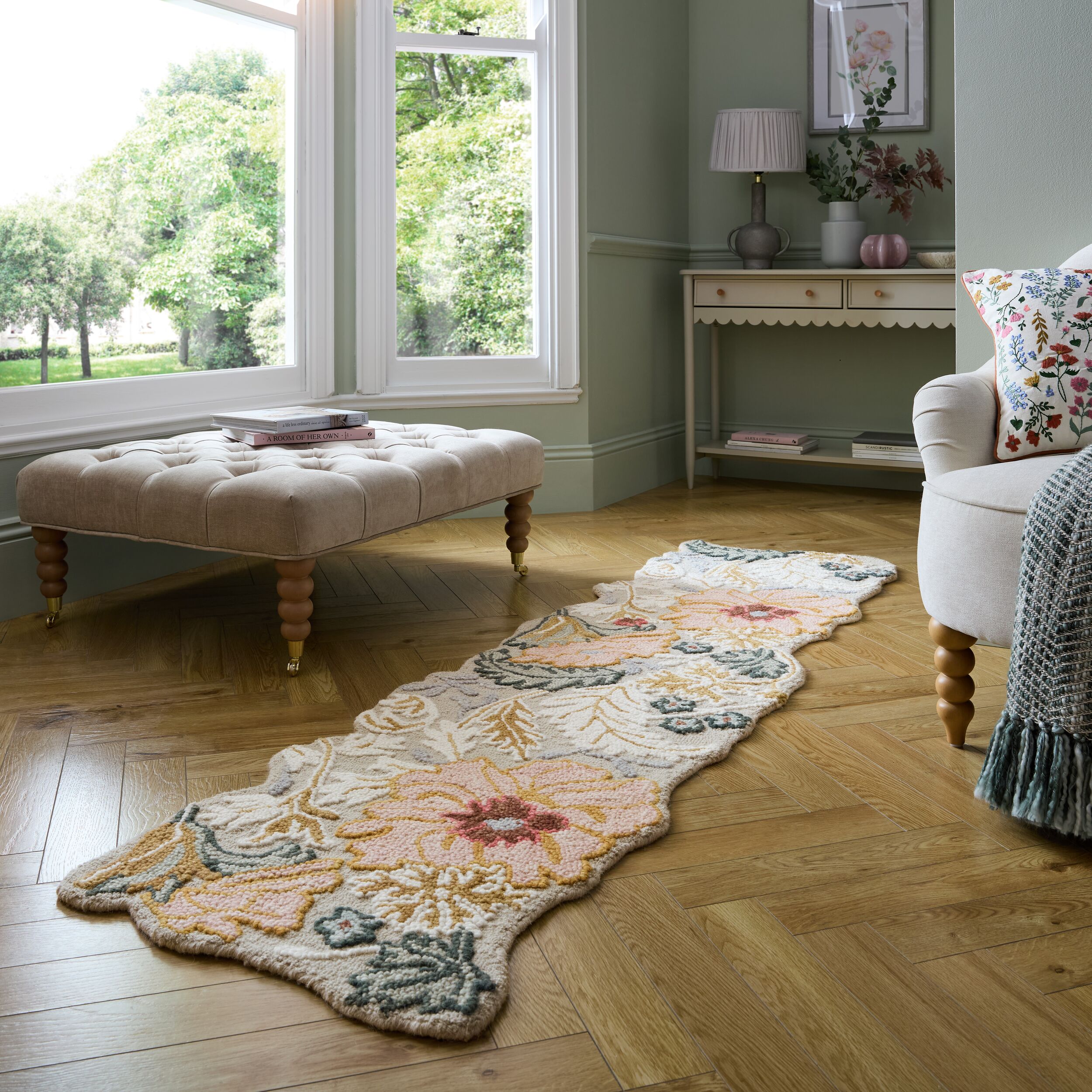FLAIR RUGS Wollteppich "Daphne Floral, 100% Wolle auch als Läufer" rechteckig 10 mm Höhe organischen Blumenmotive, Wohnzimmer, Schlafzimmer, Esszimmer
