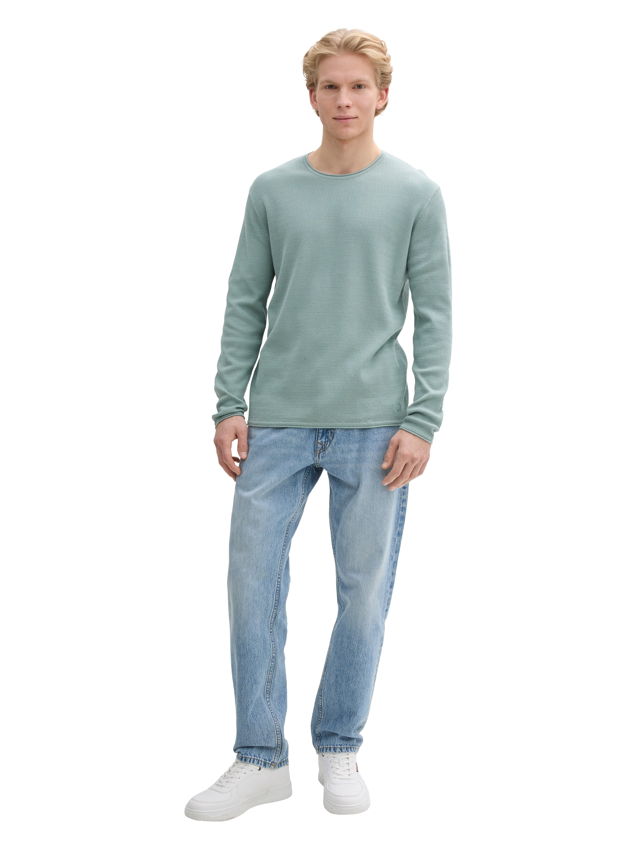 TOM TAILOR Denim Rundhalspullover, mit Struktur