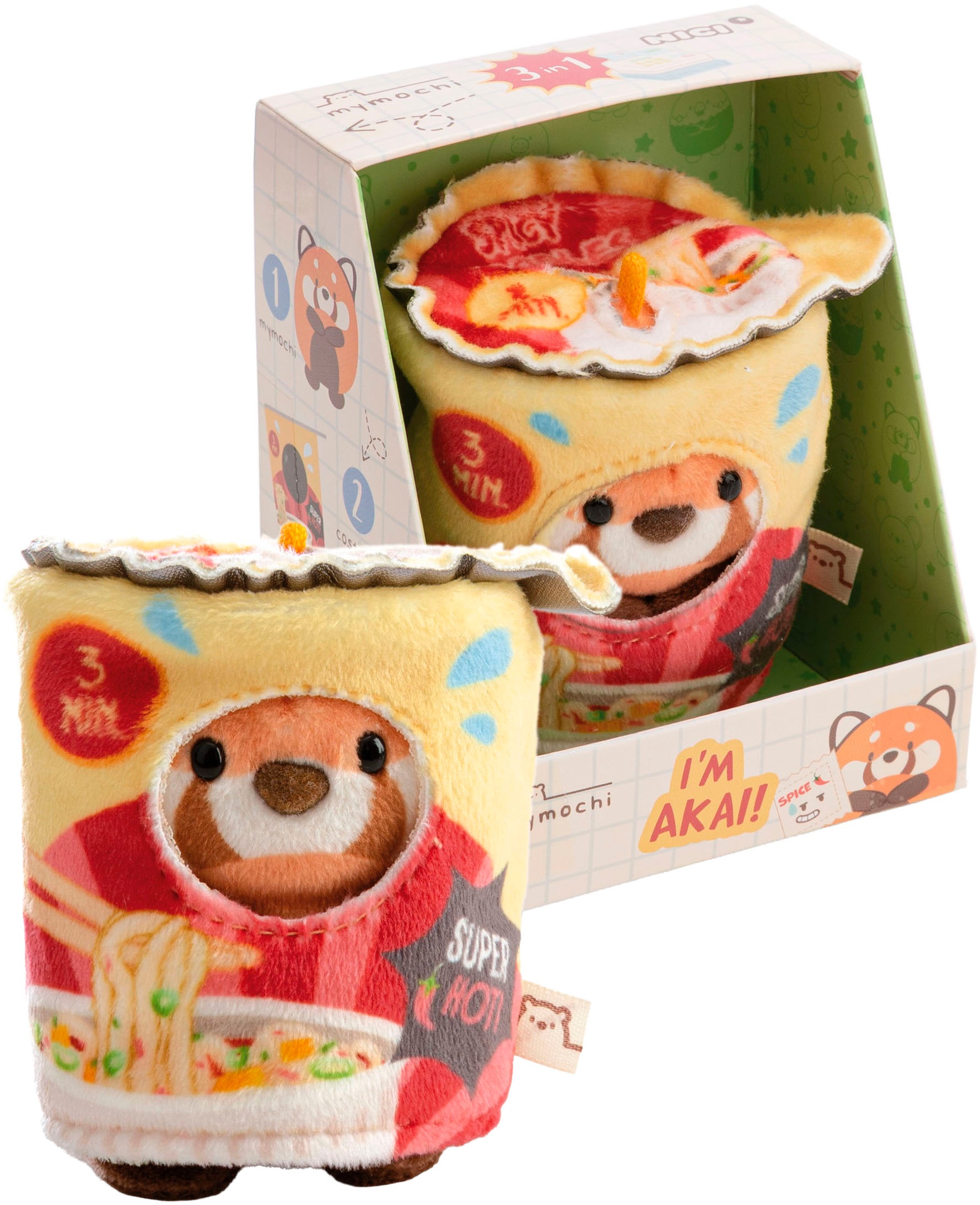 Nici Kuscheltier »mymochi, Set roter Panda Akai 8cm mit Gewürz & Instant-Nudel Kostüm« in Geschenkbox