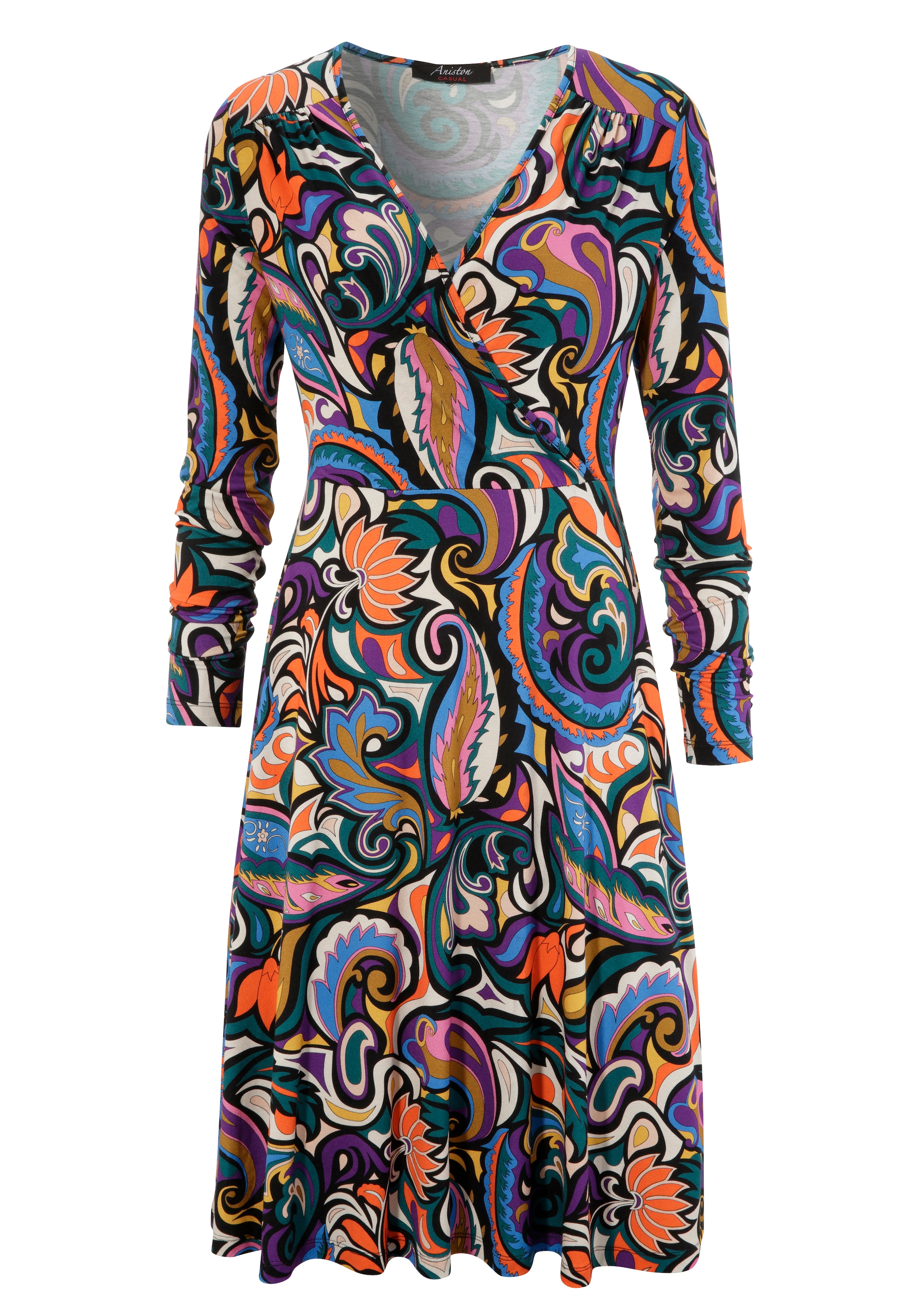für | Aniston Jerseykleid, Paisley-Druck CASUAL und BAUR bestellen farbenfrohem, Blumen- mit graphischen