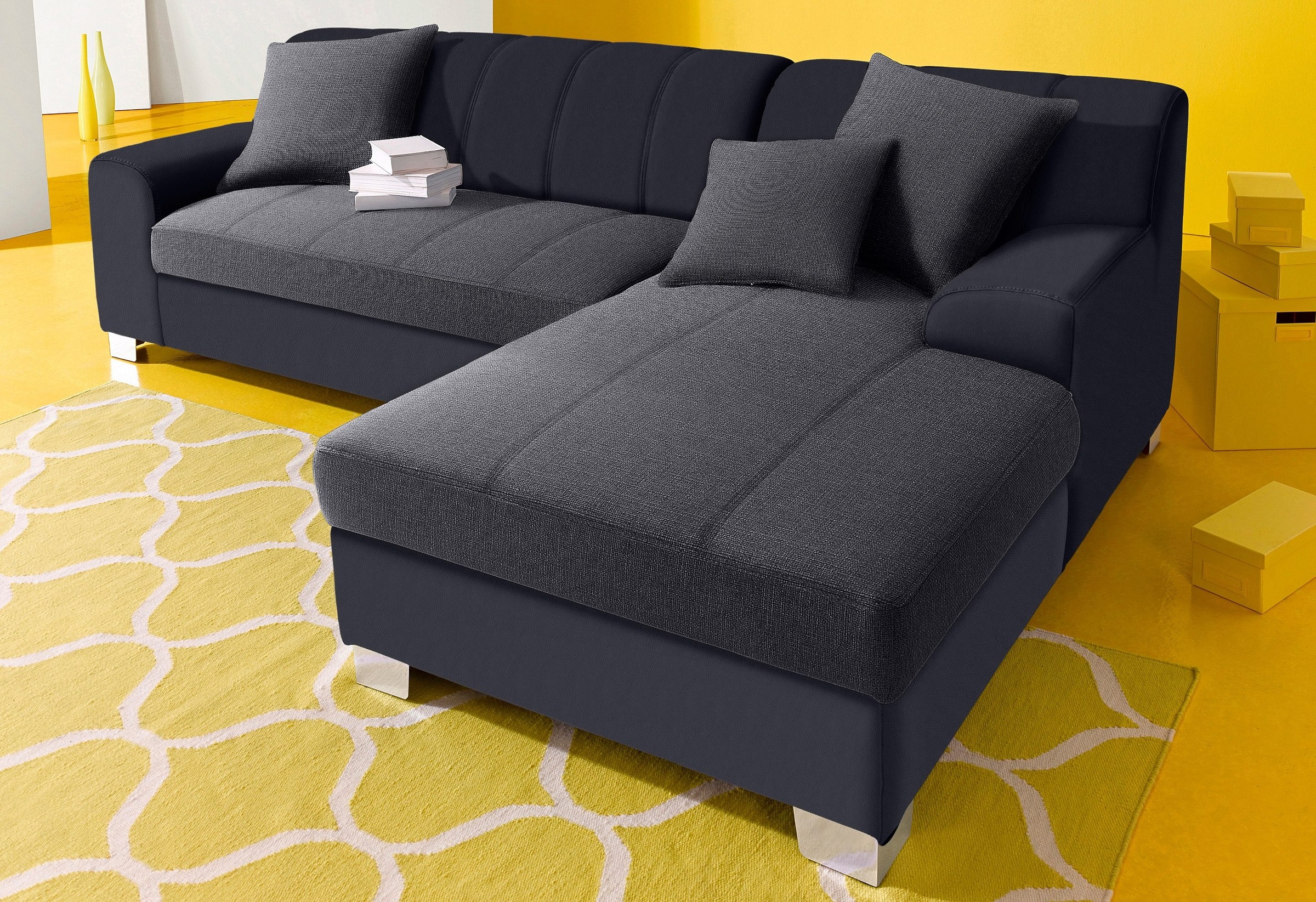 DOMO collection Ecksofa "TURAH 239x152 cm, inkl. Zierkissen, moderne Steppung" mit Bettfunktion, Schlafsofa, Unser Dauertiefpreis